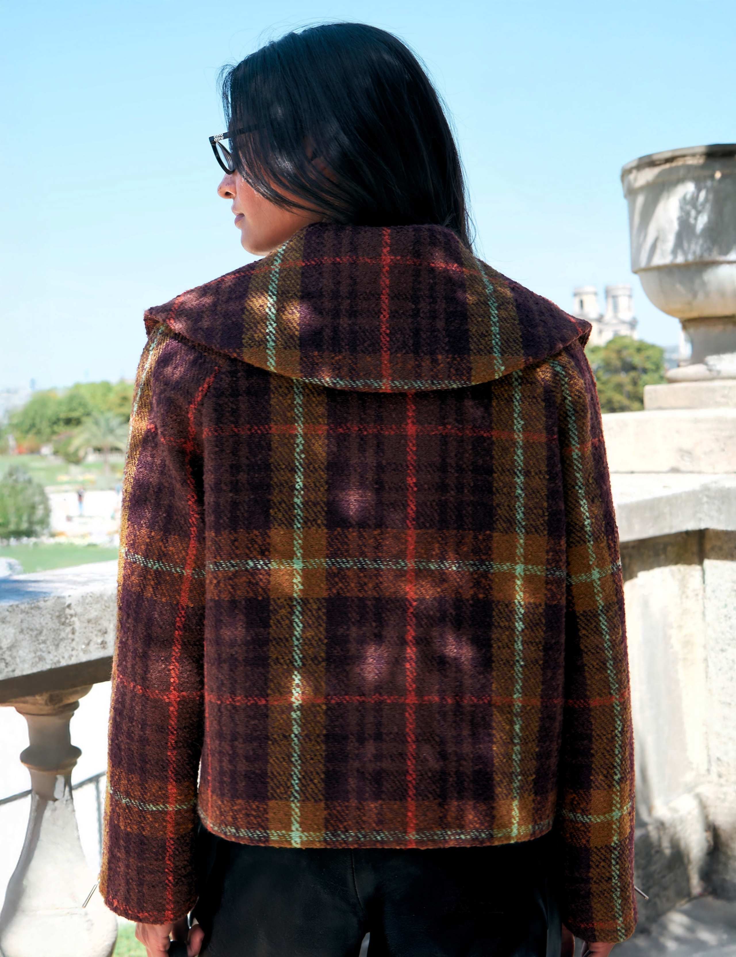 Wool Blend Checked Cropped Jacket 7 of 7