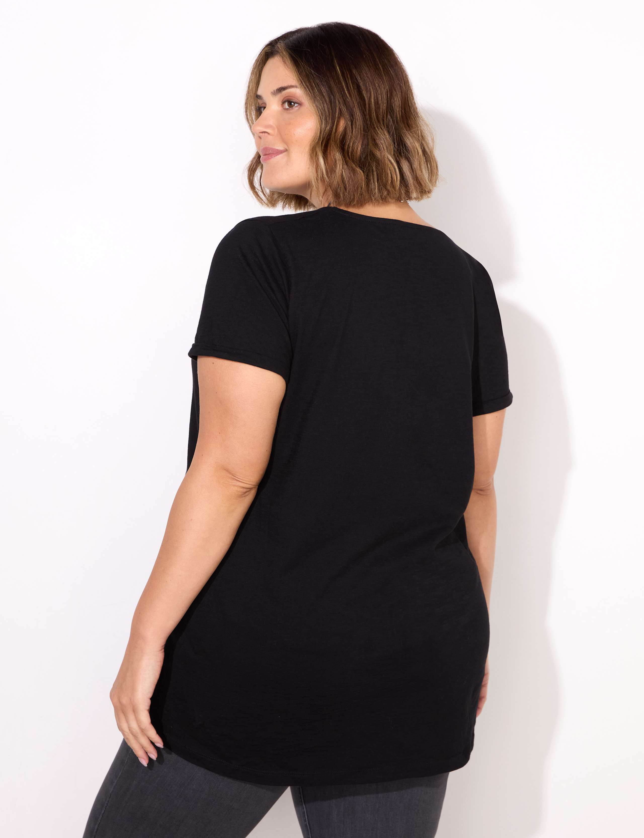 Pure Cotton V-Neck Longline T-Shirt 3 of 3