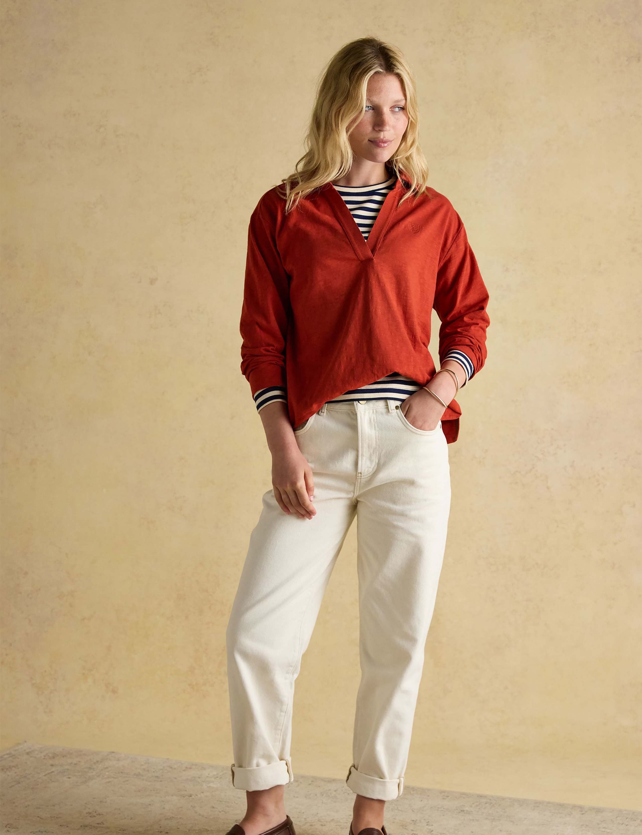 Pure Cotton Collared Slub Top 5 of 6