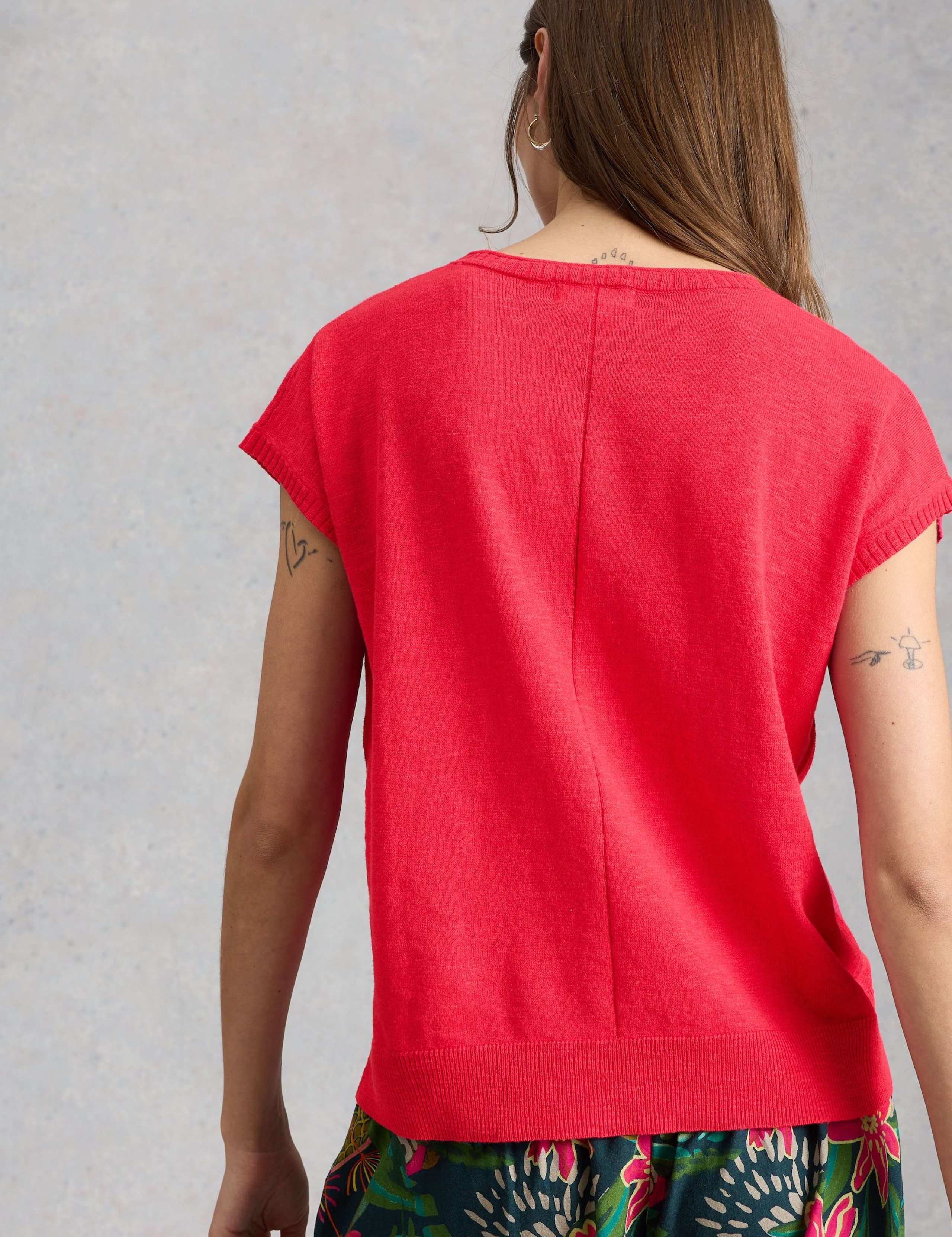 Cotton Rich T-Shirt with Linen 3 of 6