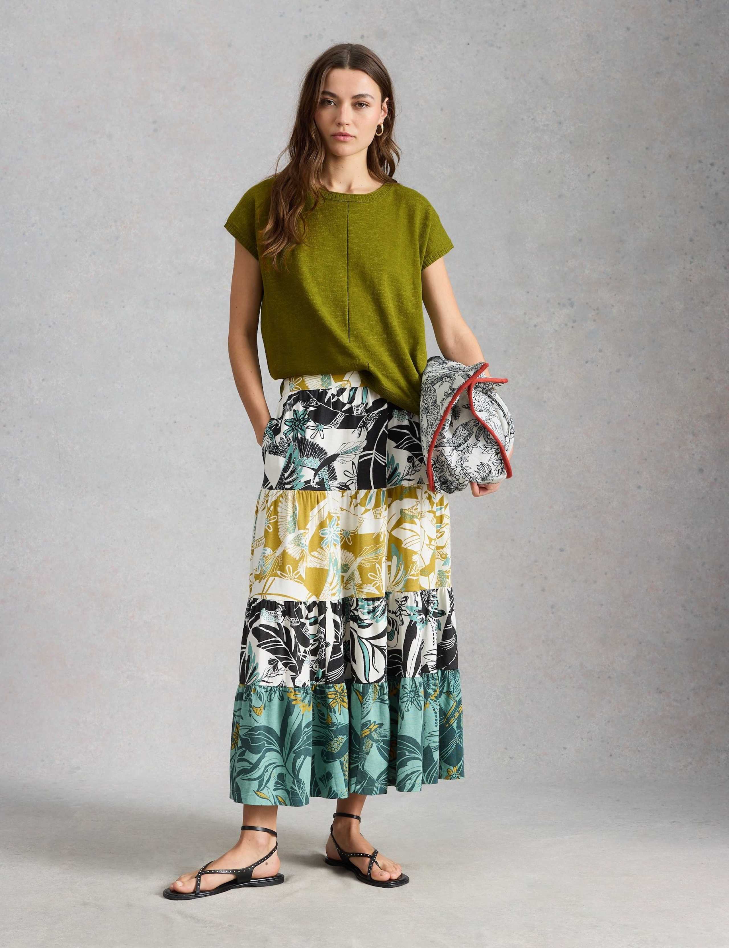 Cotton Rich T-Shirt with Linen 1 of 6