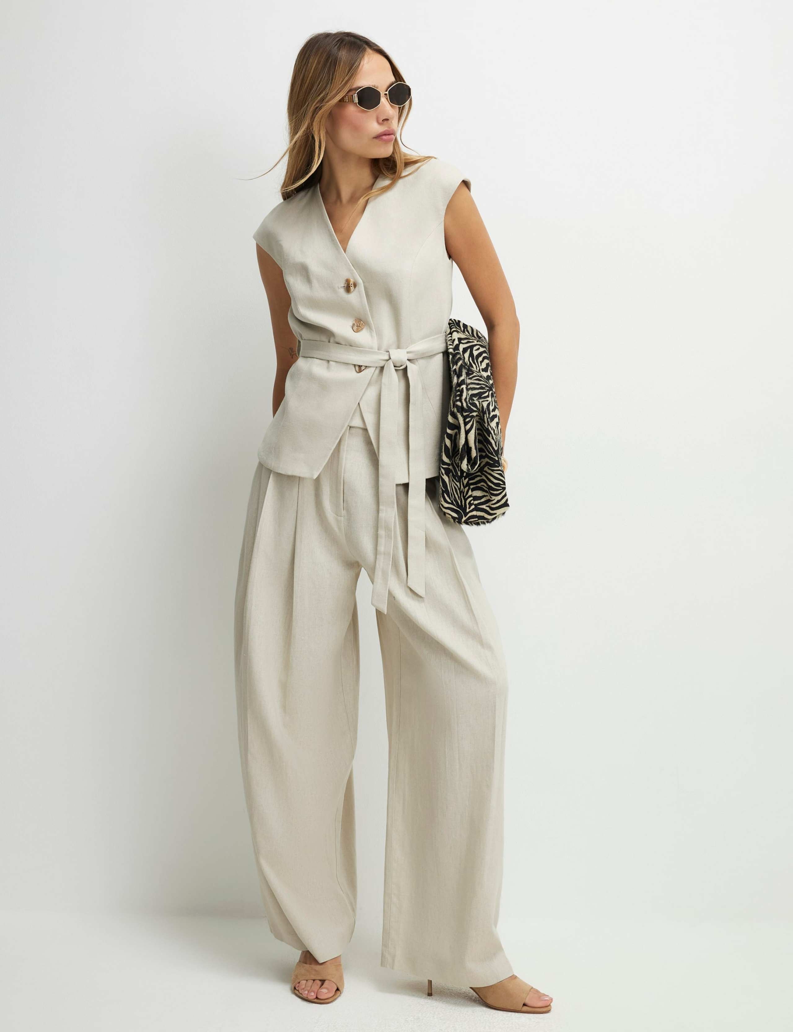Wide Leg Trousers with Cotton 1 of 4