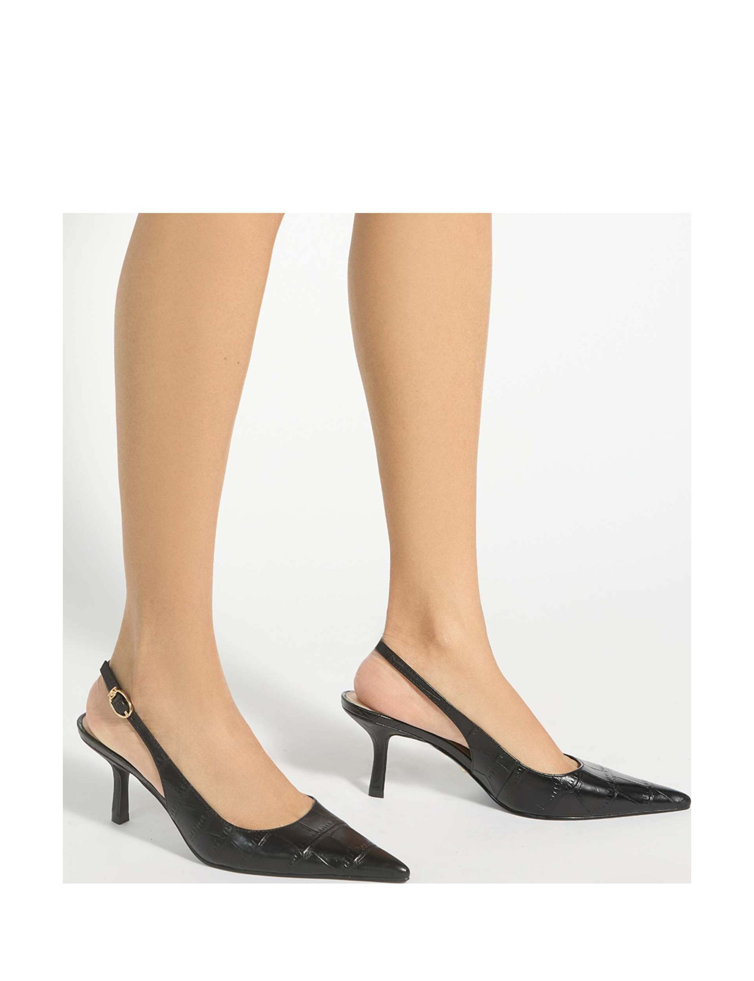 Leather Kitten Heel Court Shoes 3 of 6