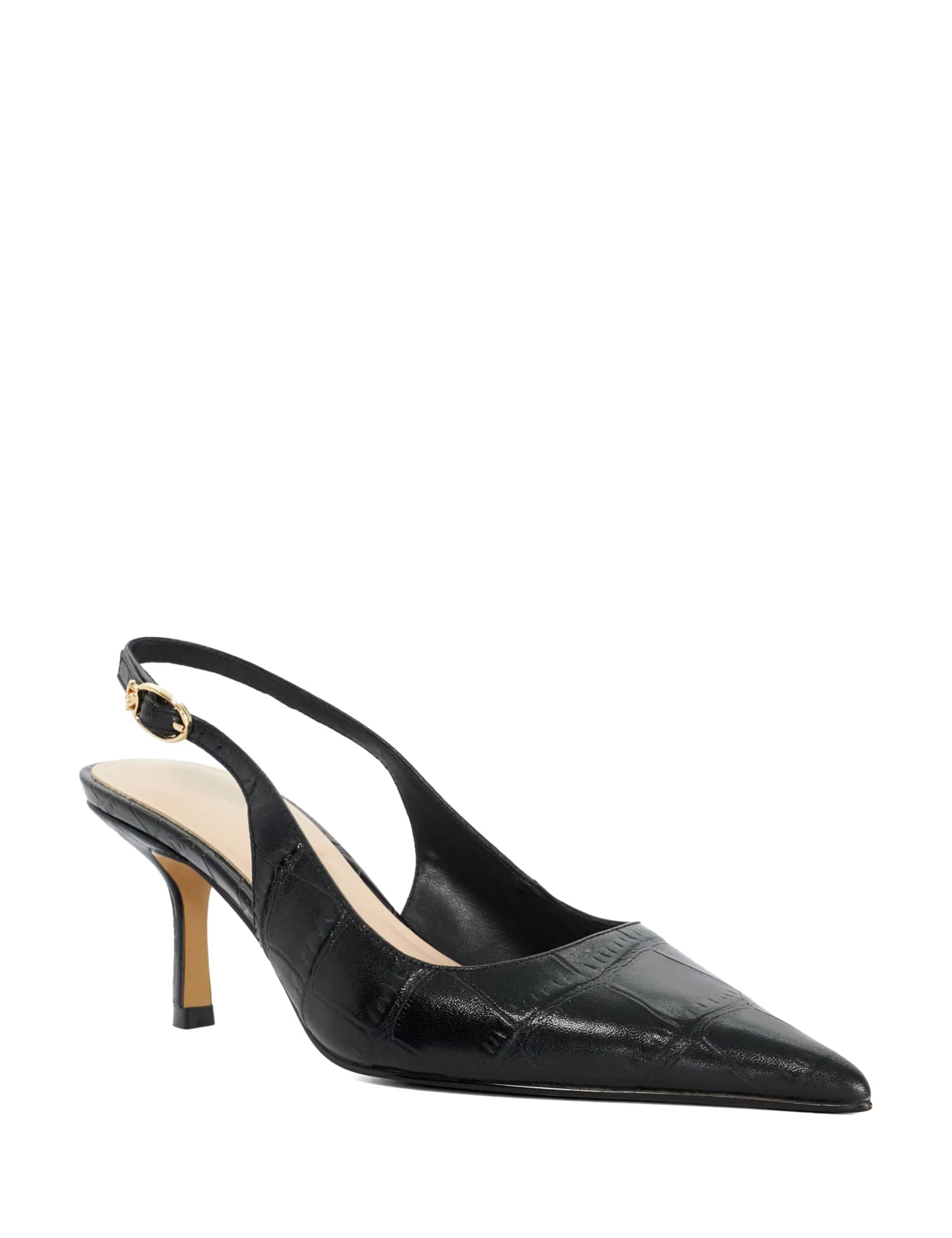 Leather Kitten Heel Court Shoes 4 of 6