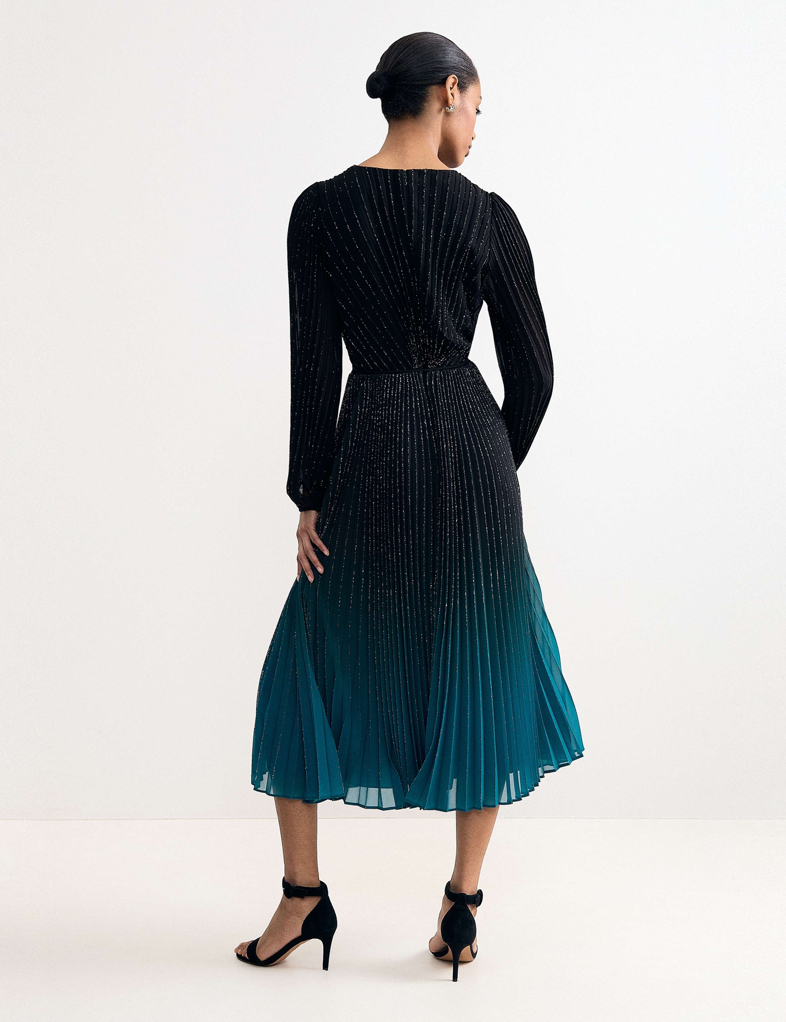 Plisse V-Neck Midi Waisted Dress 4 of 6