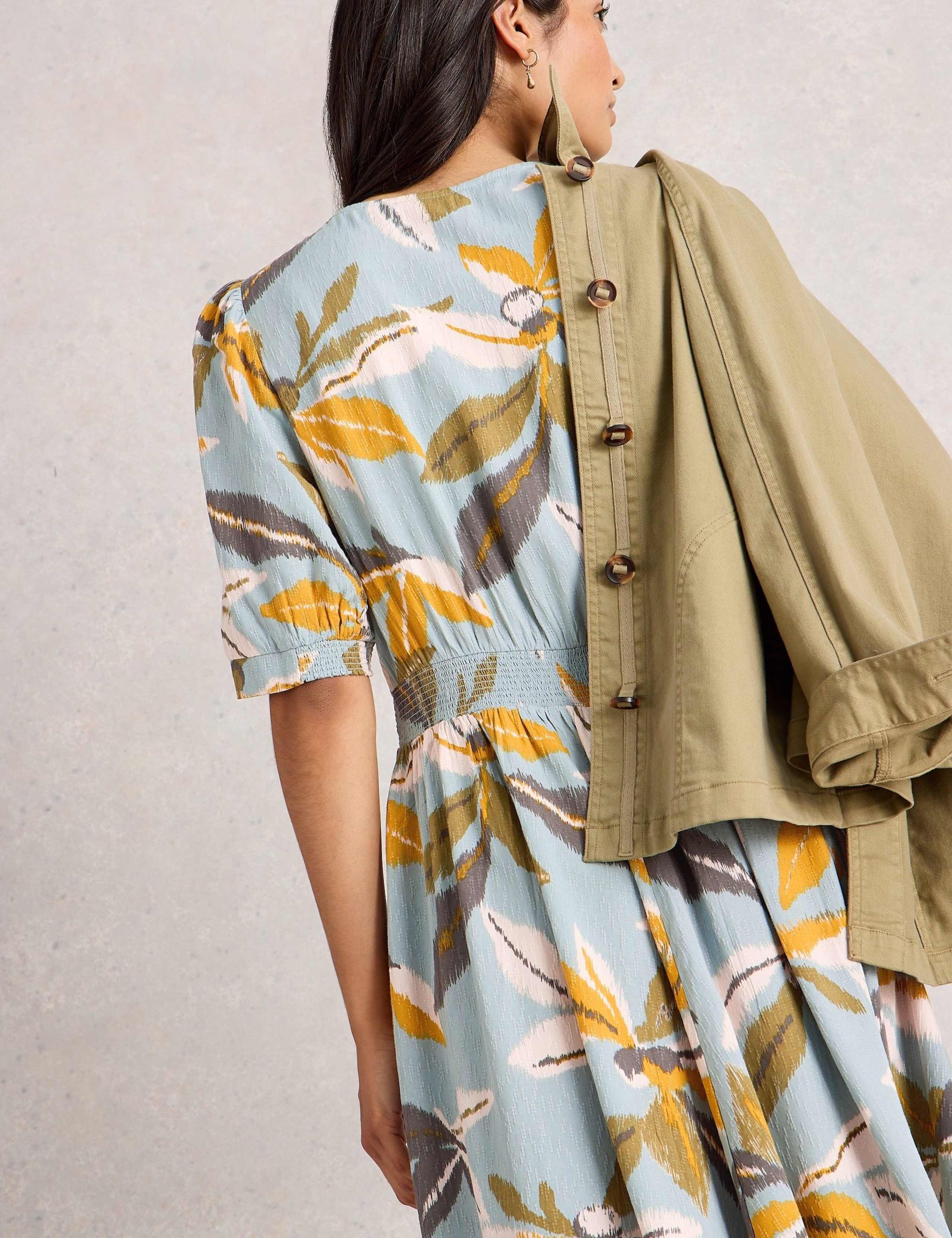 Printed Button Front Midi Waisted Dress 4 of 6