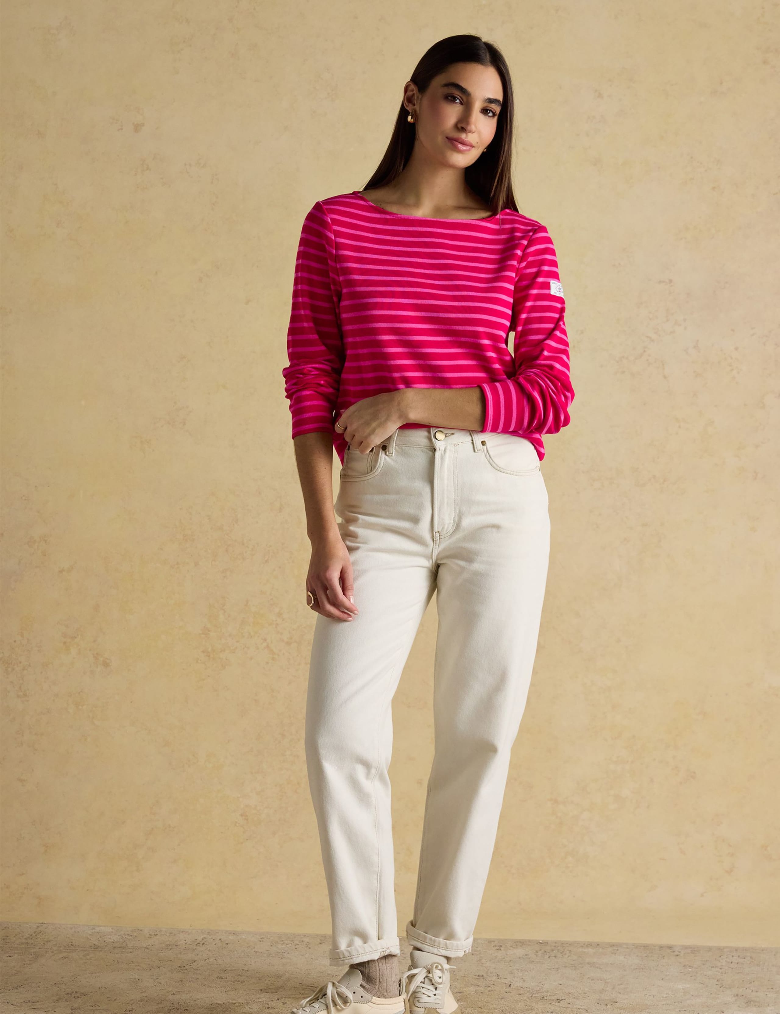 Pure Cotton Jersey Striped Slash Neck Top 3 of 7