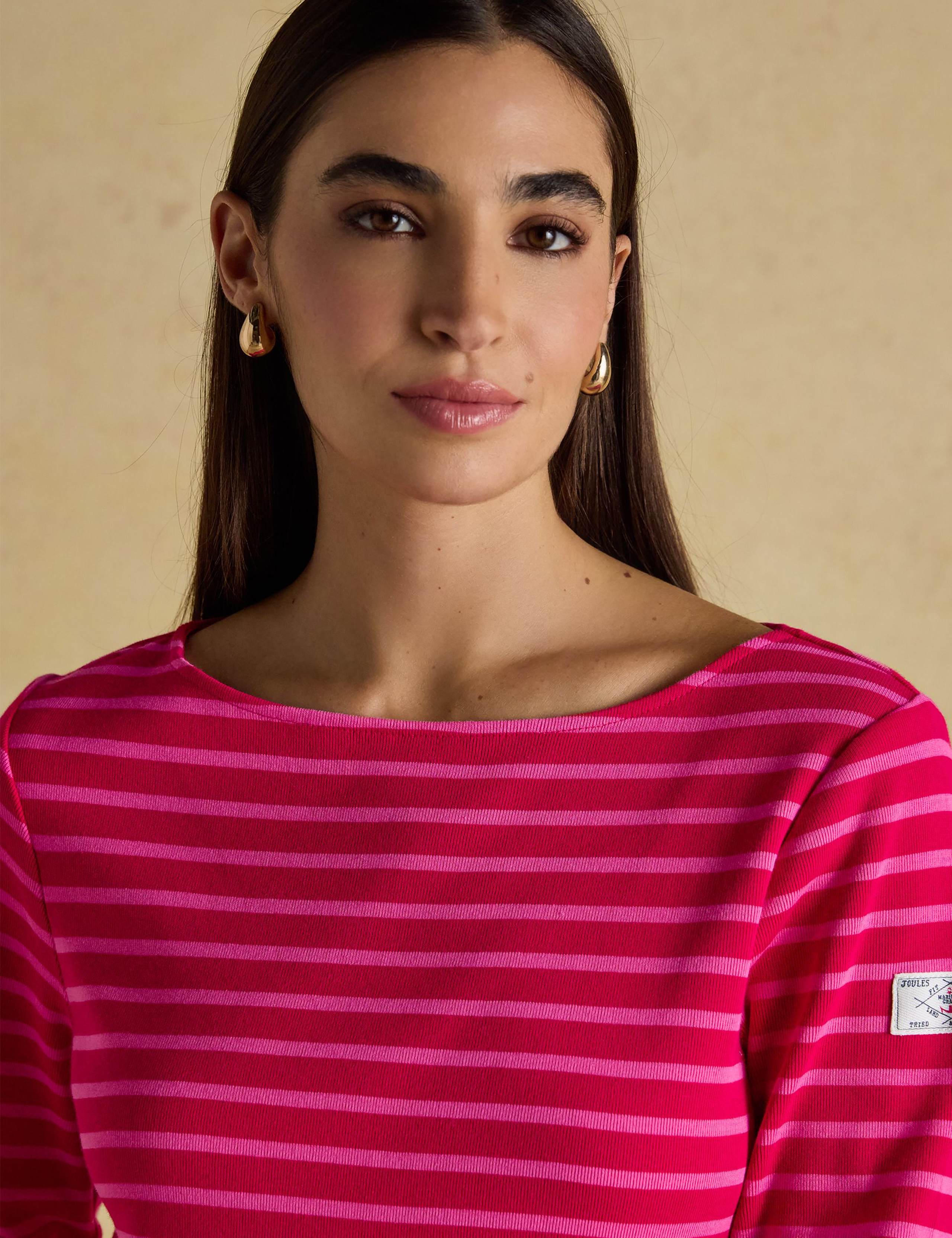Pure Cotton Jersey Striped Slash Neck Top 5 of 7