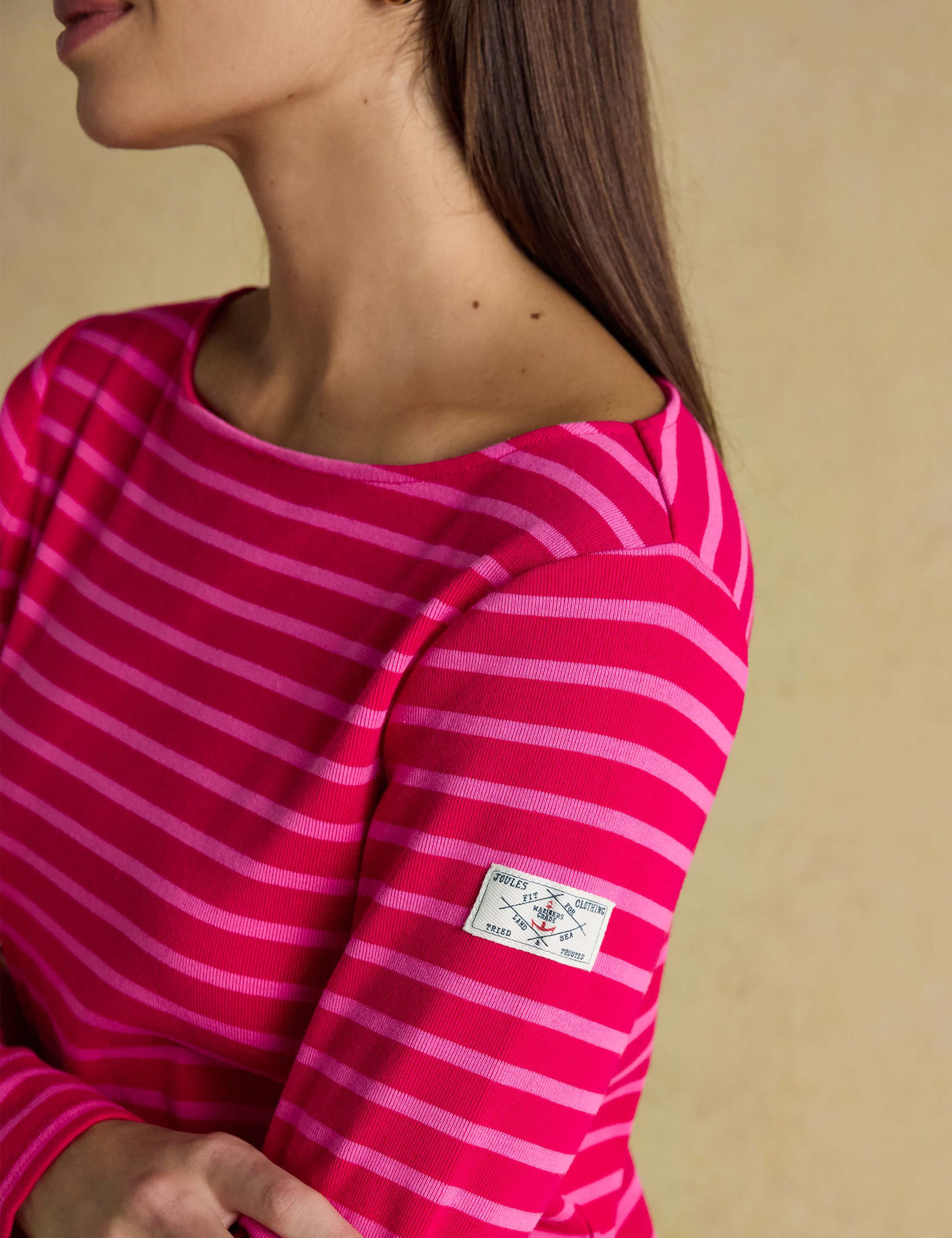 Pure Cotton Jersey Striped Slash Neck Top 6 of 7