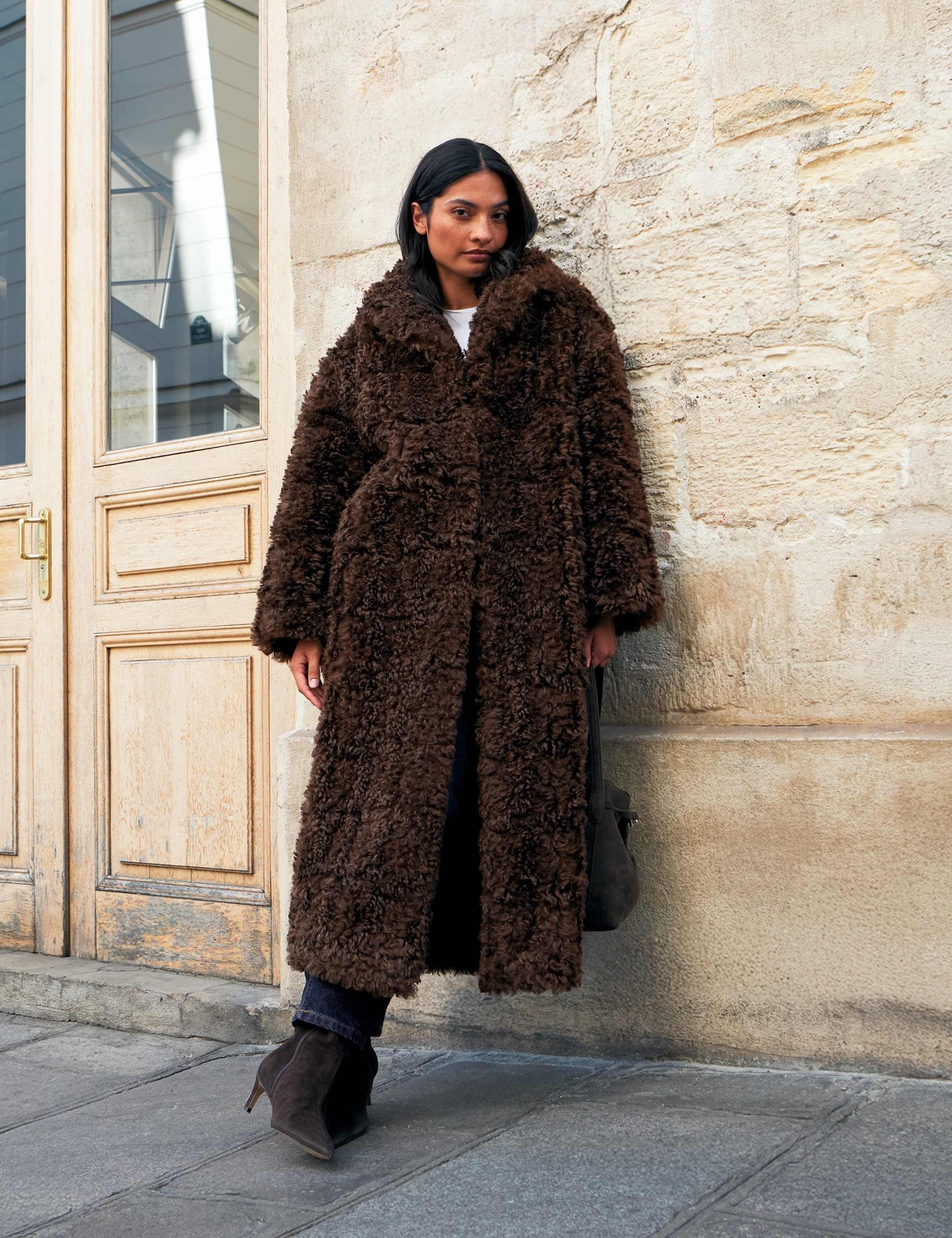 Faux Fur Revere Collar Longline Coat 3 of 7