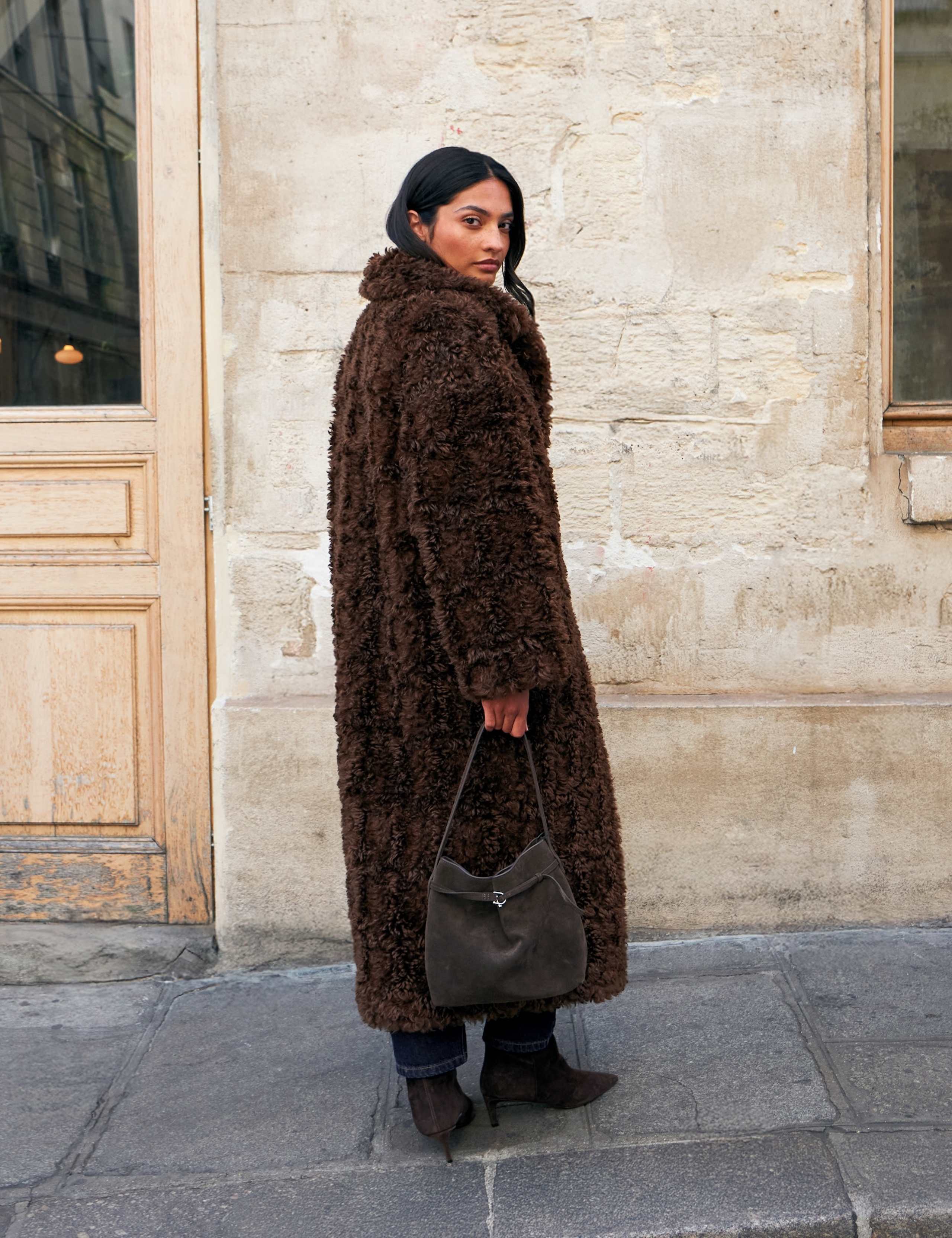Faux Fur Revere Collar Longline Coat 5 of 7