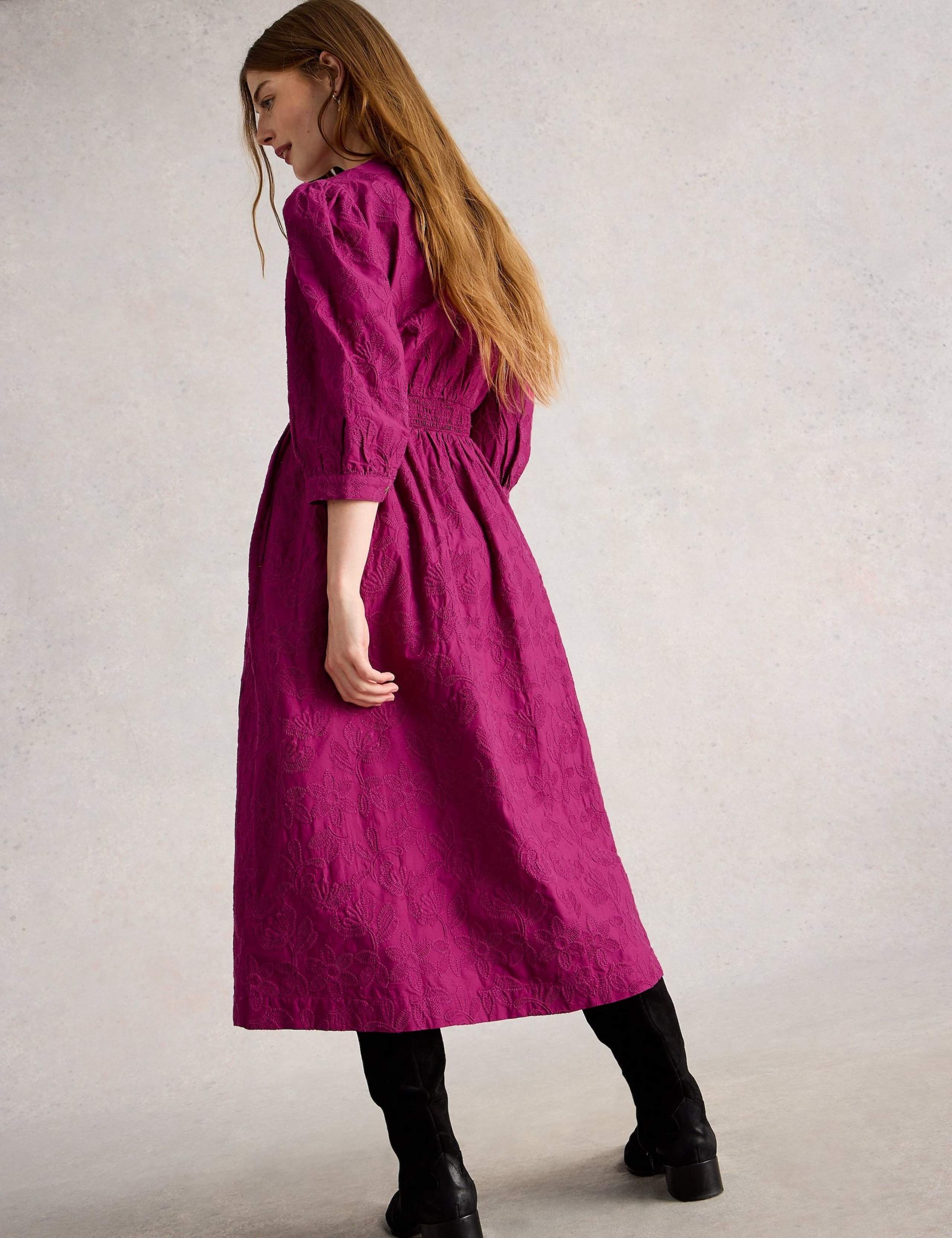 Pure Cotton Embroidered Empire Line Midaxi Dress 4 of 6