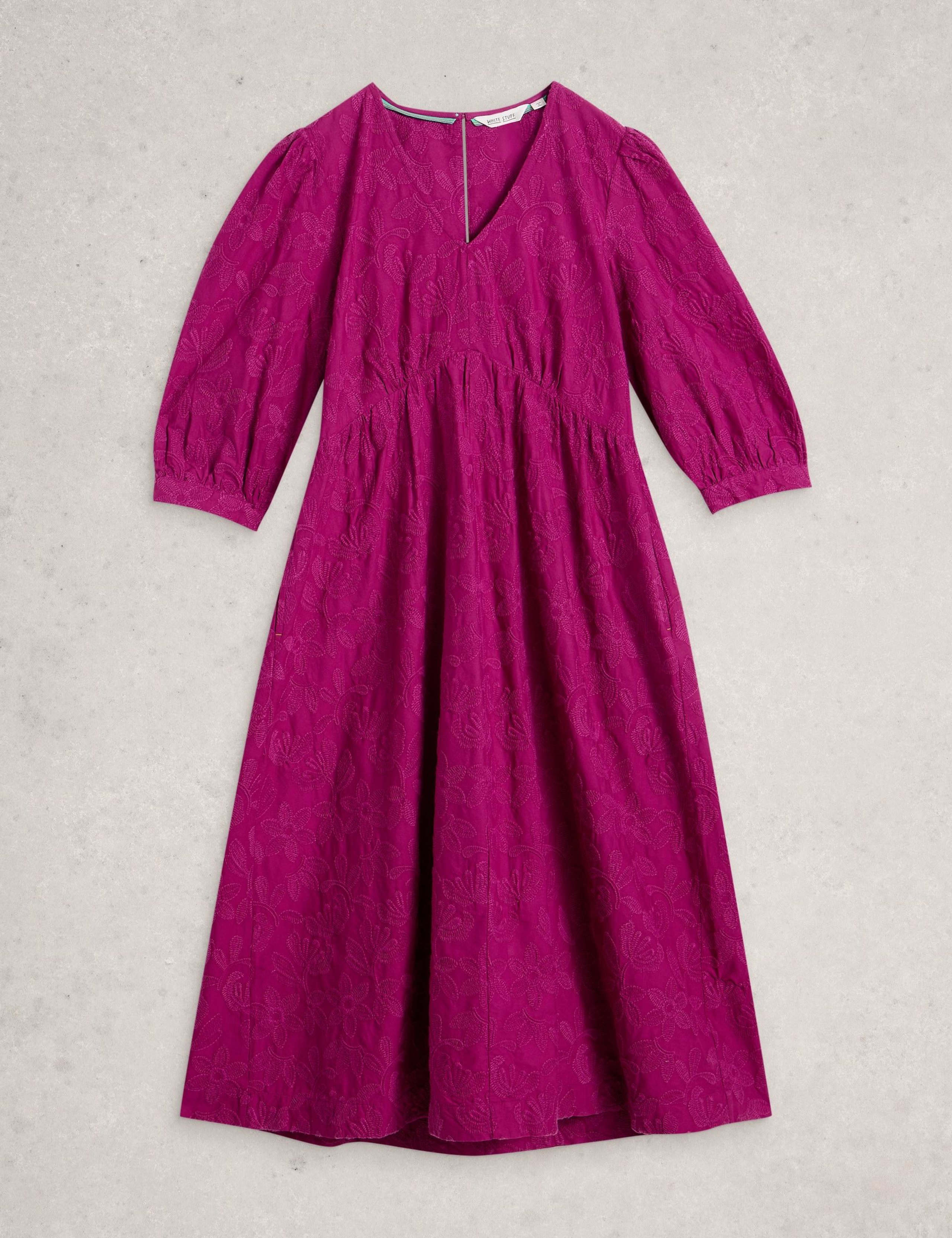 Pure Cotton Embroidered Empire Line Midaxi Dress 2 of 6