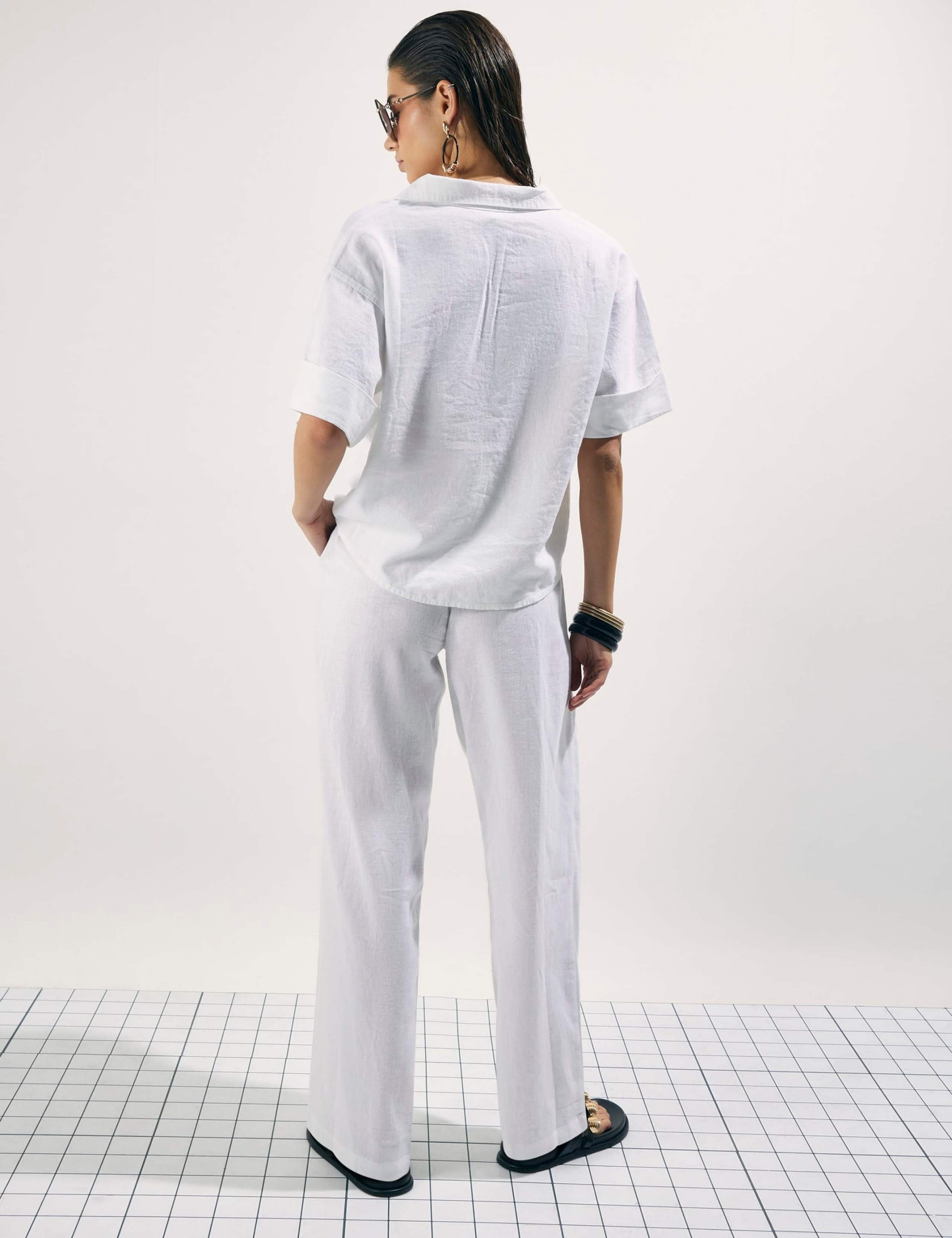 Linen Rich Drawstring Tapered Trousers 2 of 4