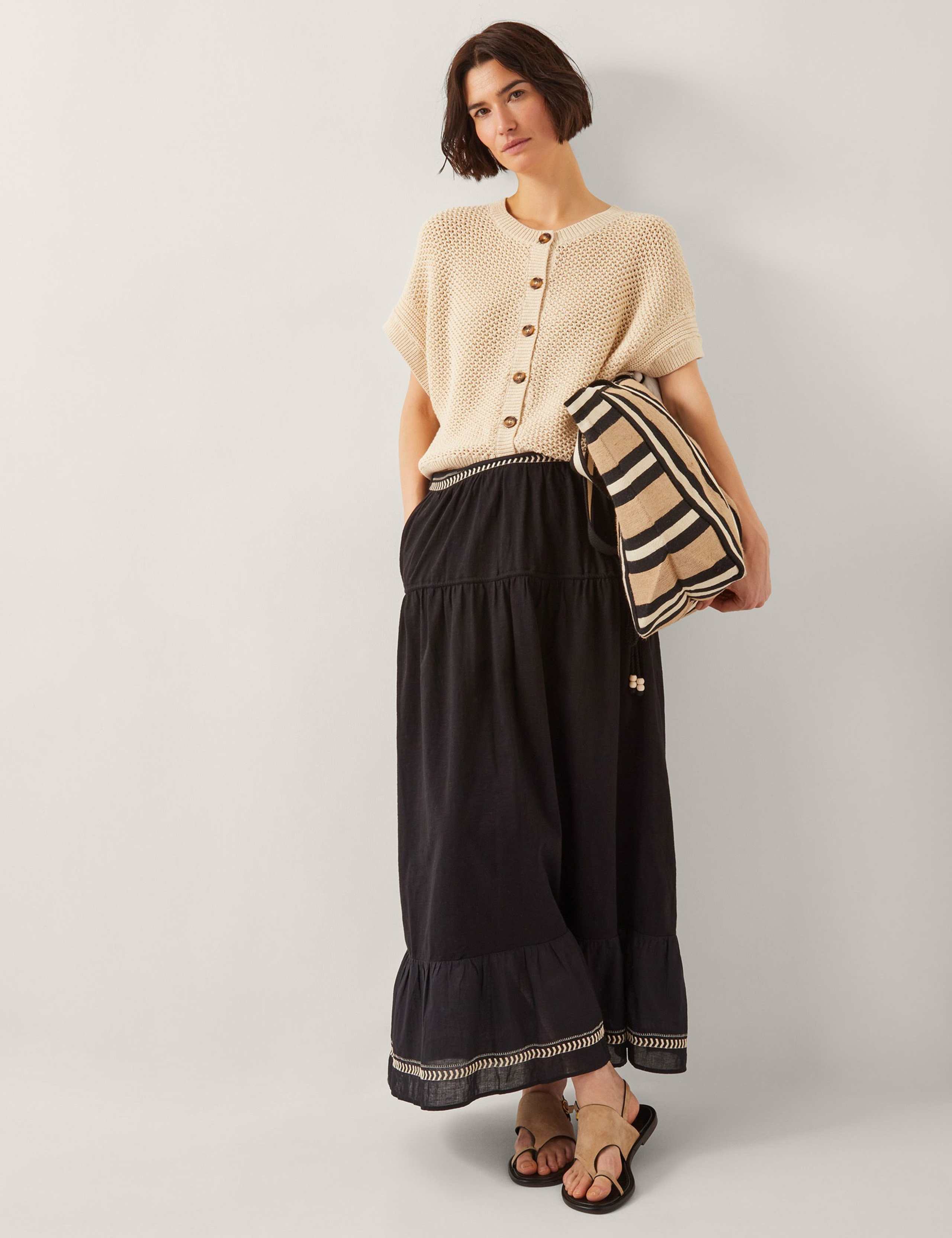 Pure Cotton Broderie Midi A-Line Skirt 3 of 5