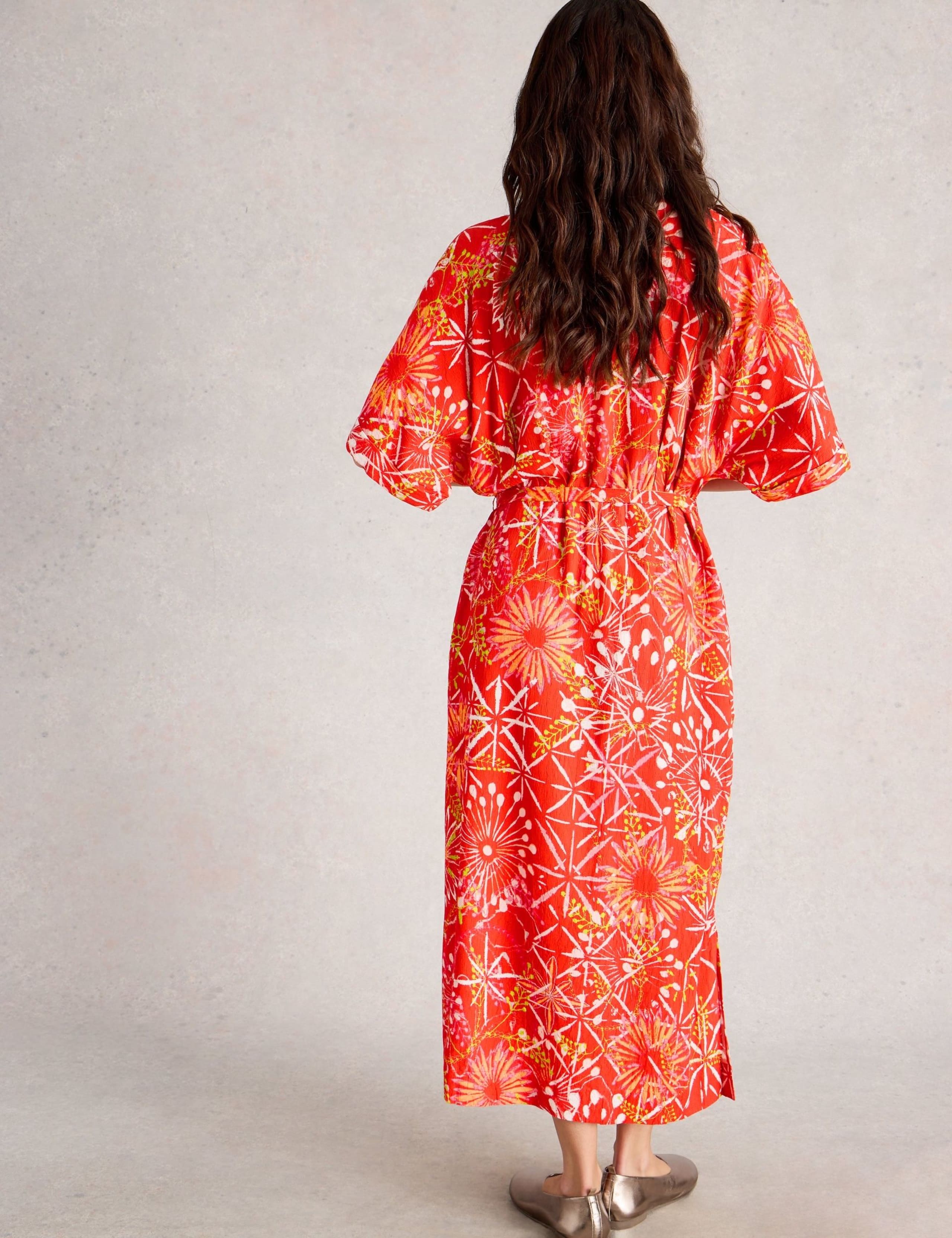 Printed Kimono Sleeve Midi Tea Dress 4 of 6