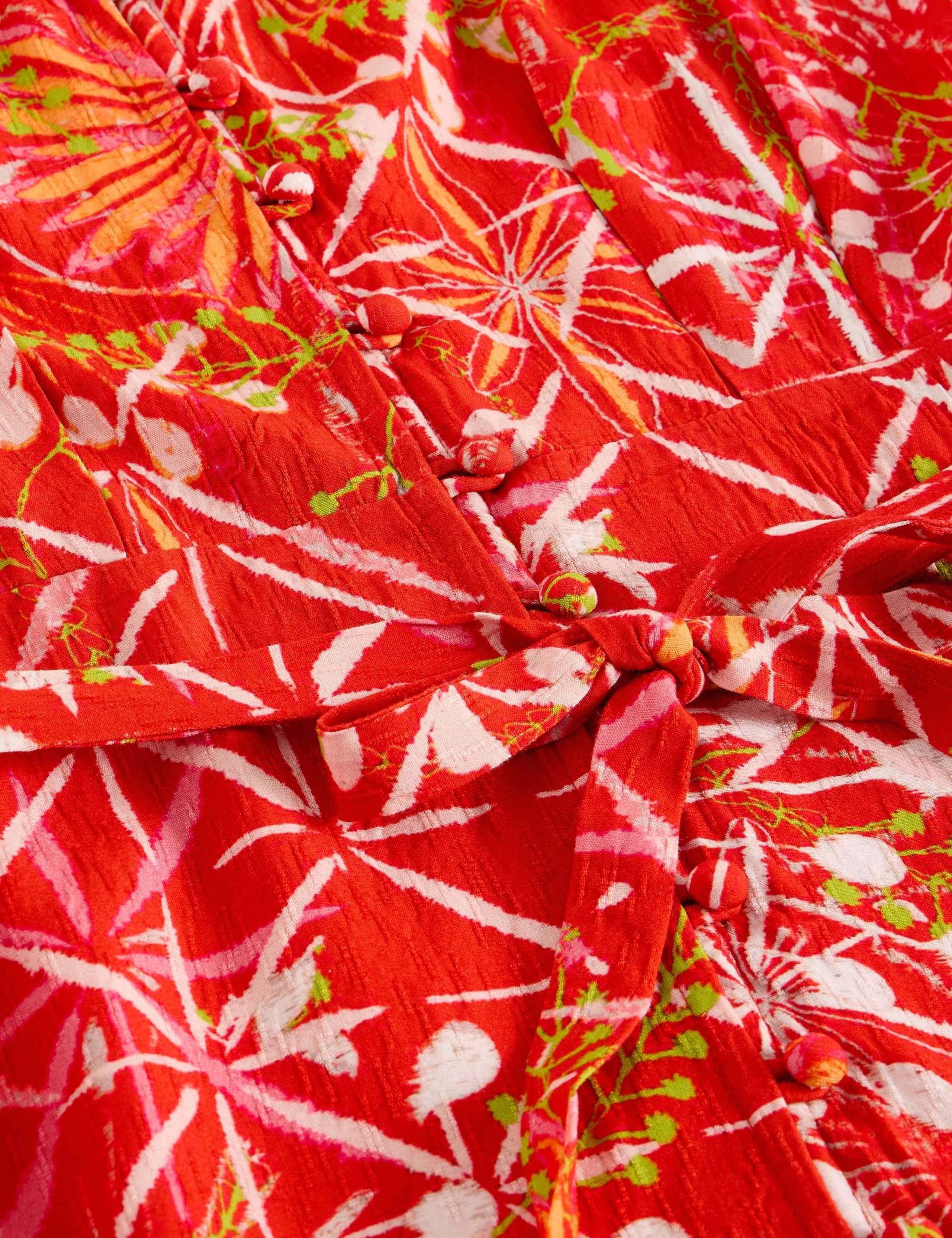 Floral V-Neck Tie Waist Midi Tea Dress 5 of 6