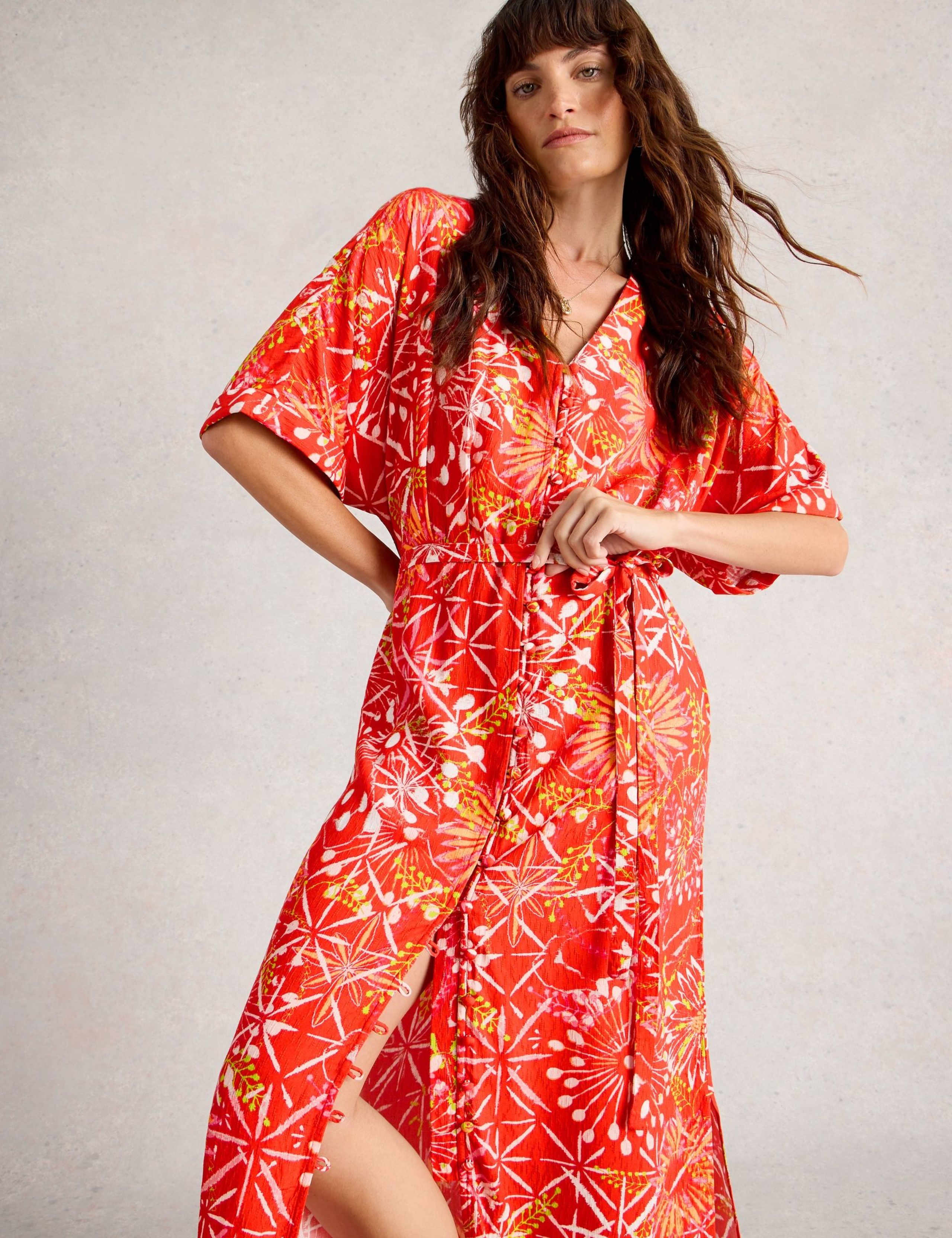 Printed Kimono Sleeve Midi Tea Dress 6 of 6