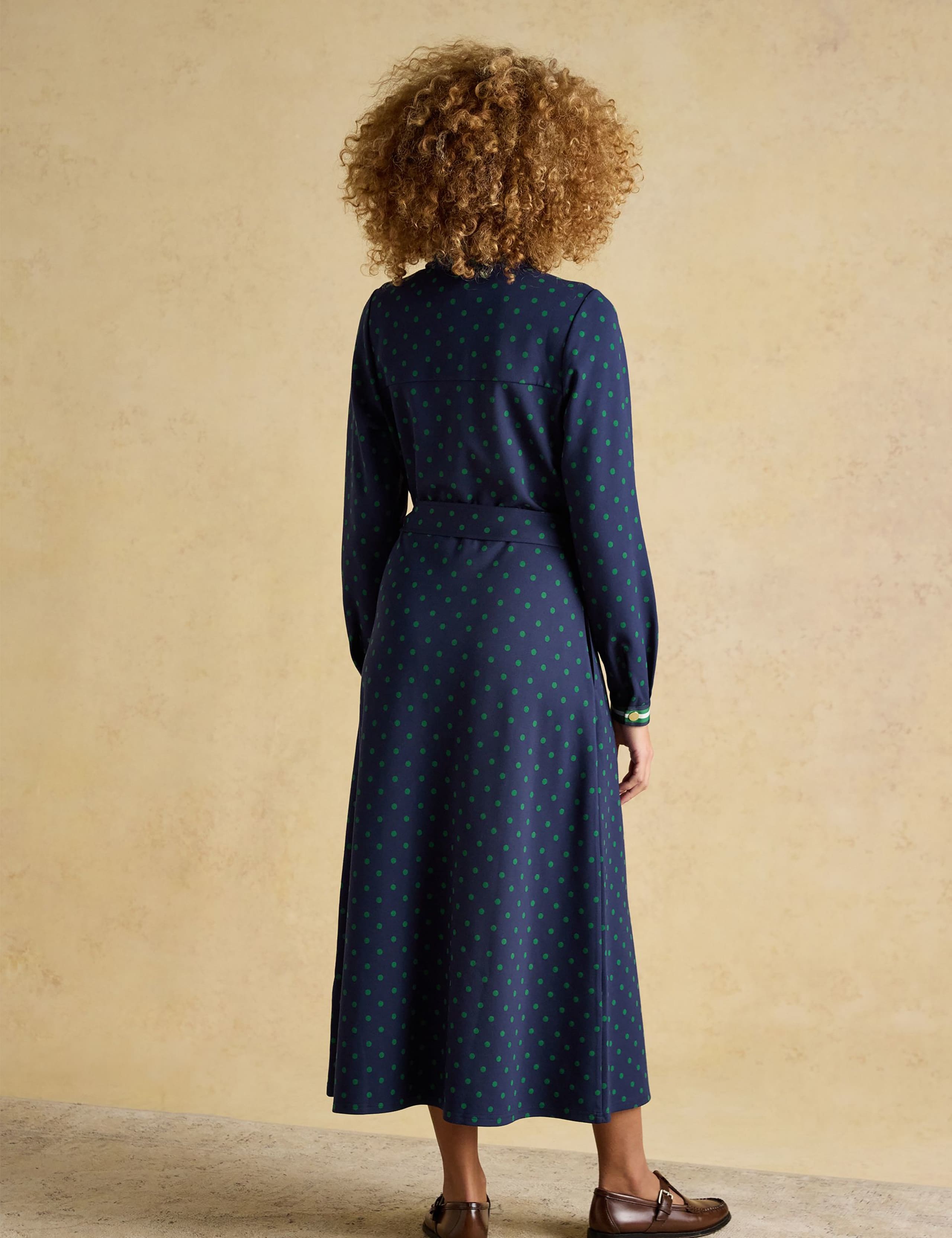 Polka Dot Button Front Midi Shirt Dress 4 of 10