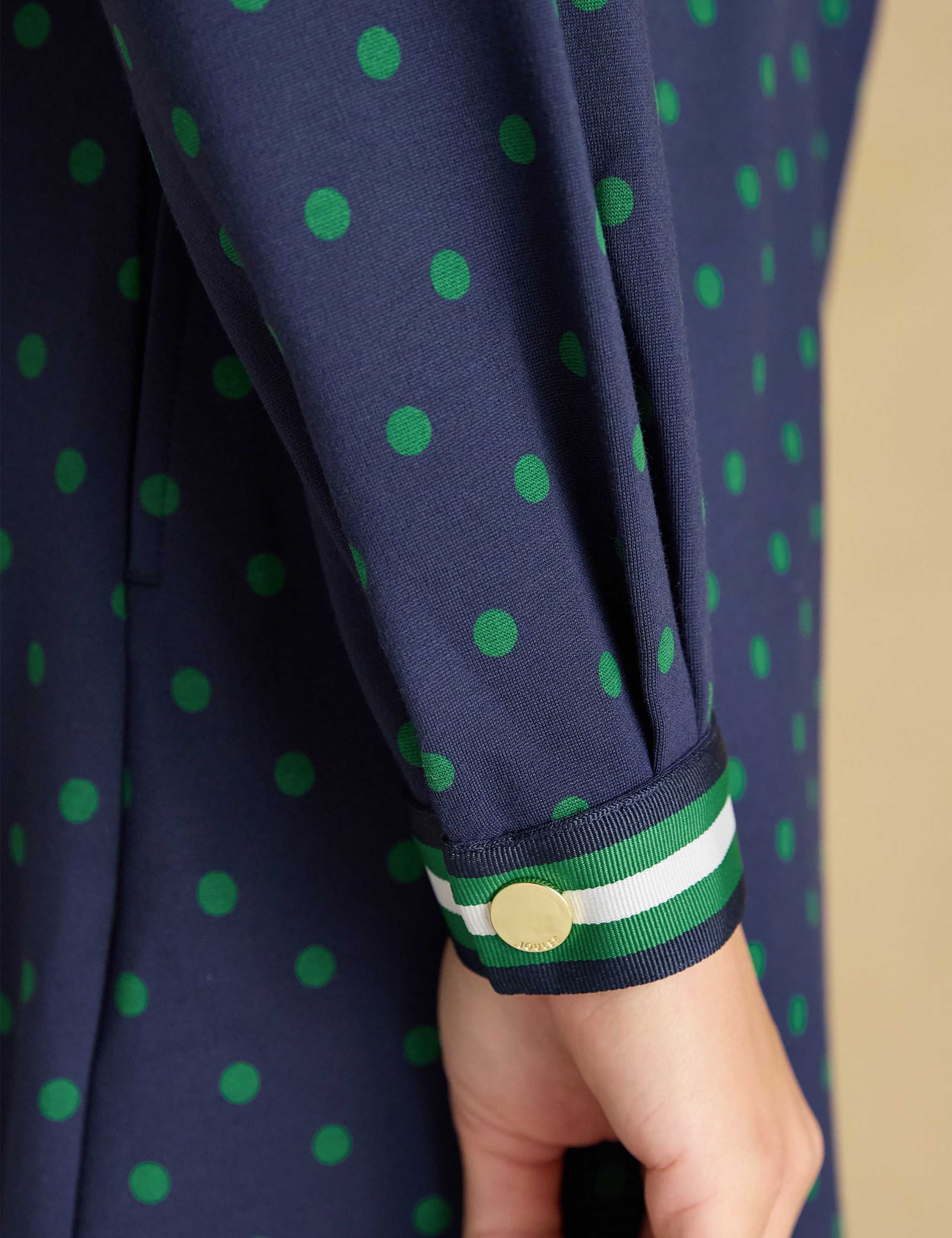 Polka Dot Button Front Midi Shirt Dress 6 of 10