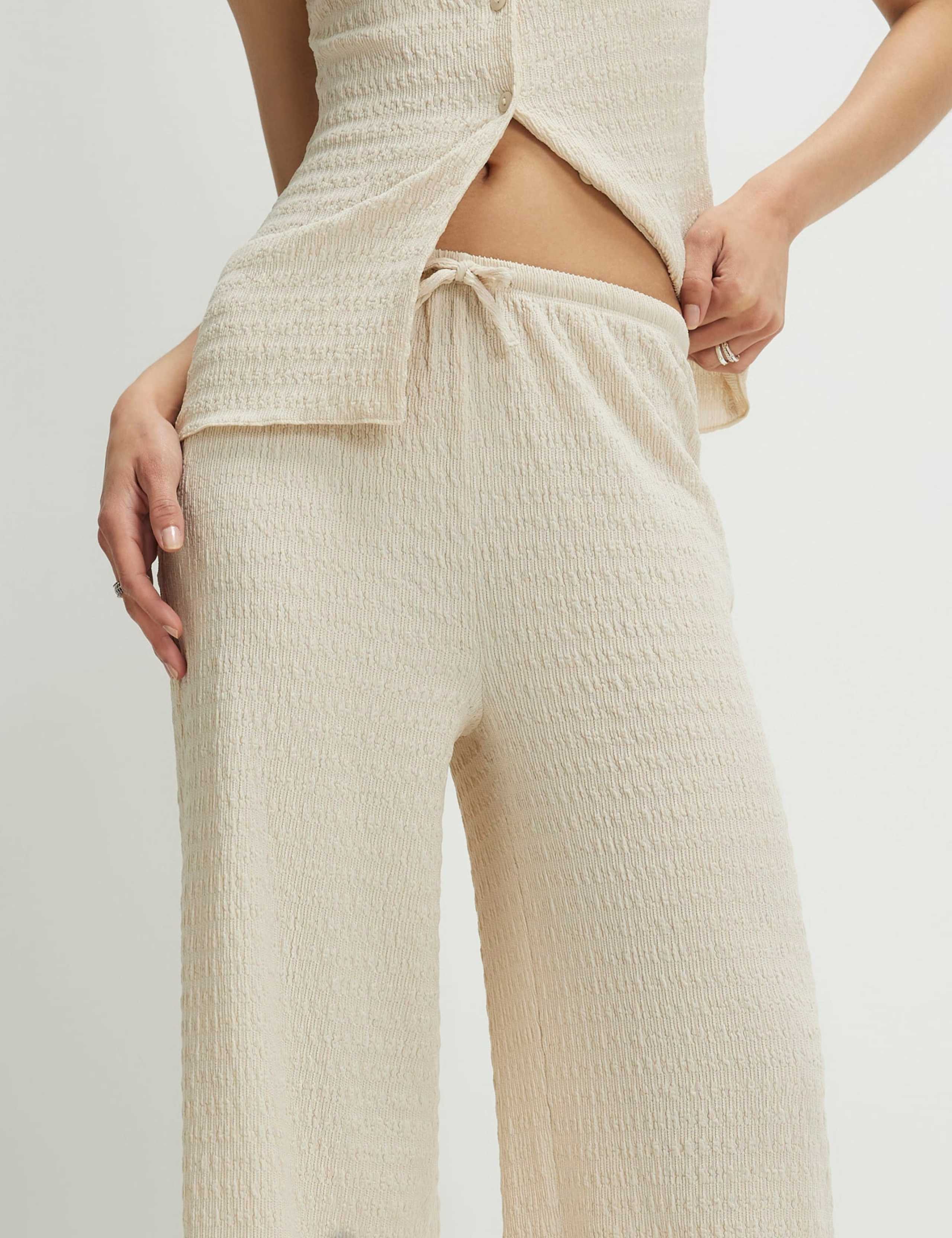 Textured Elasticated Waist Wide Leg Trousers 3 of 4