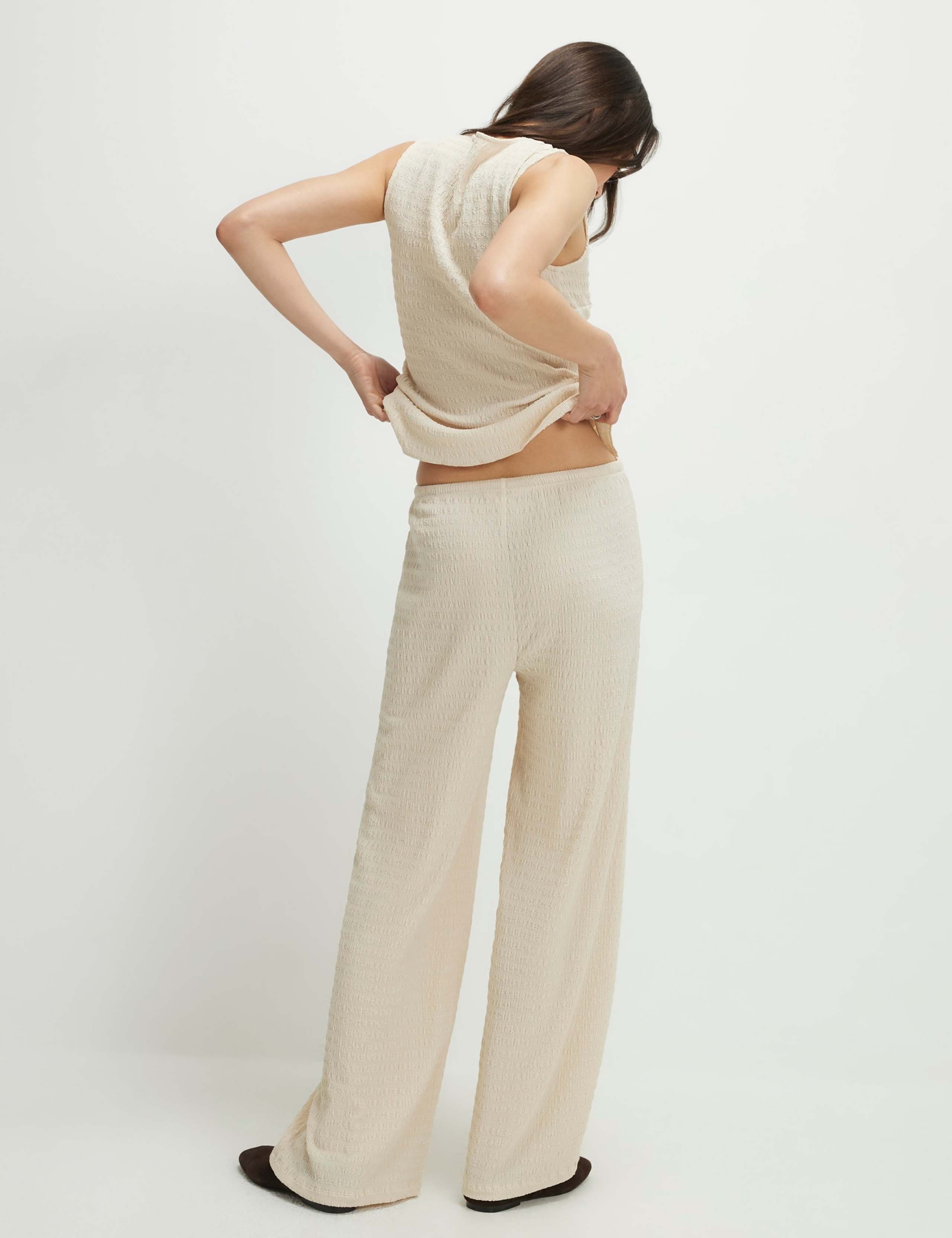 Textured Elasticated Waist Wide Leg Trousers 4 of 4