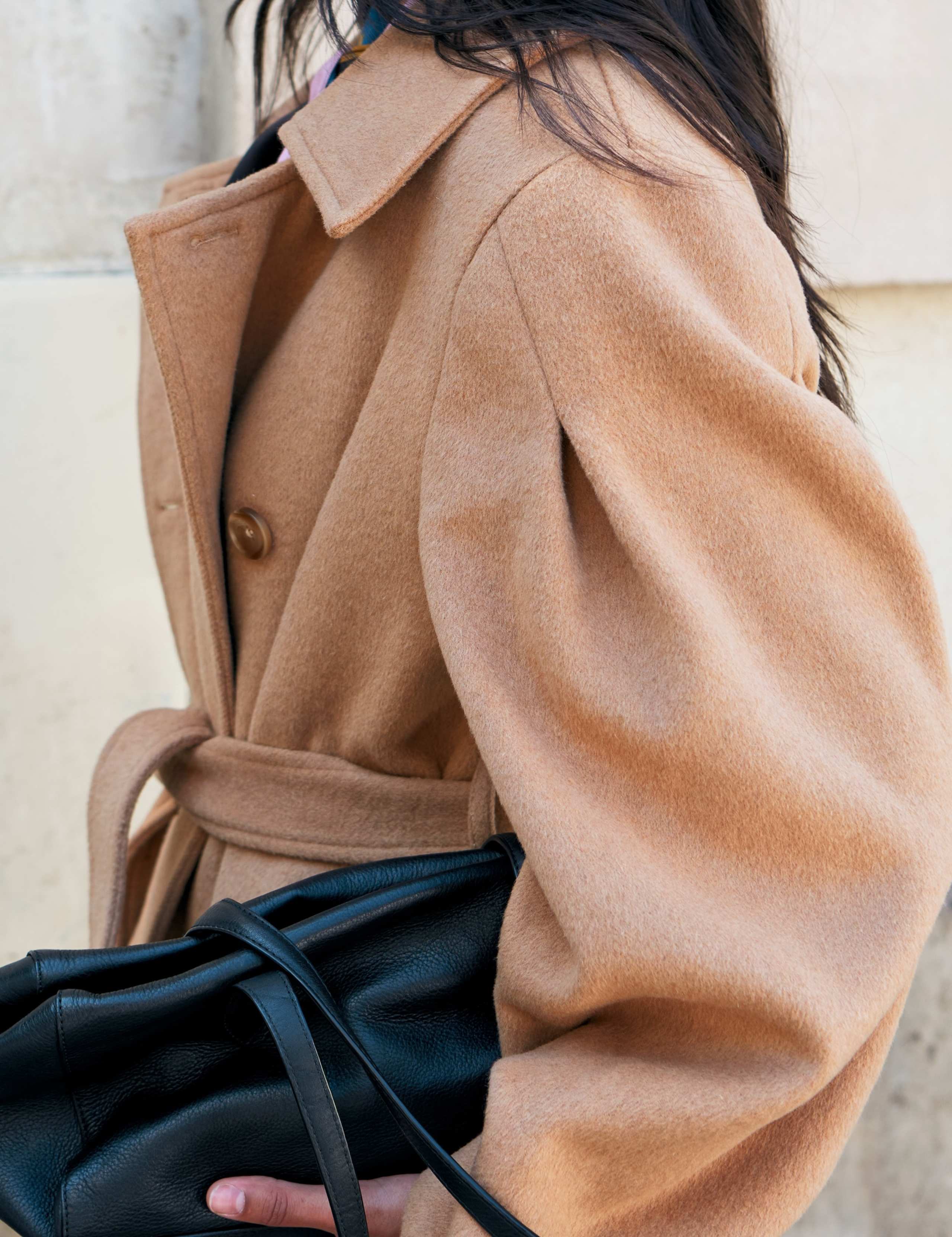 Wool Blend Belted Longline Trench Coat 2 of 8