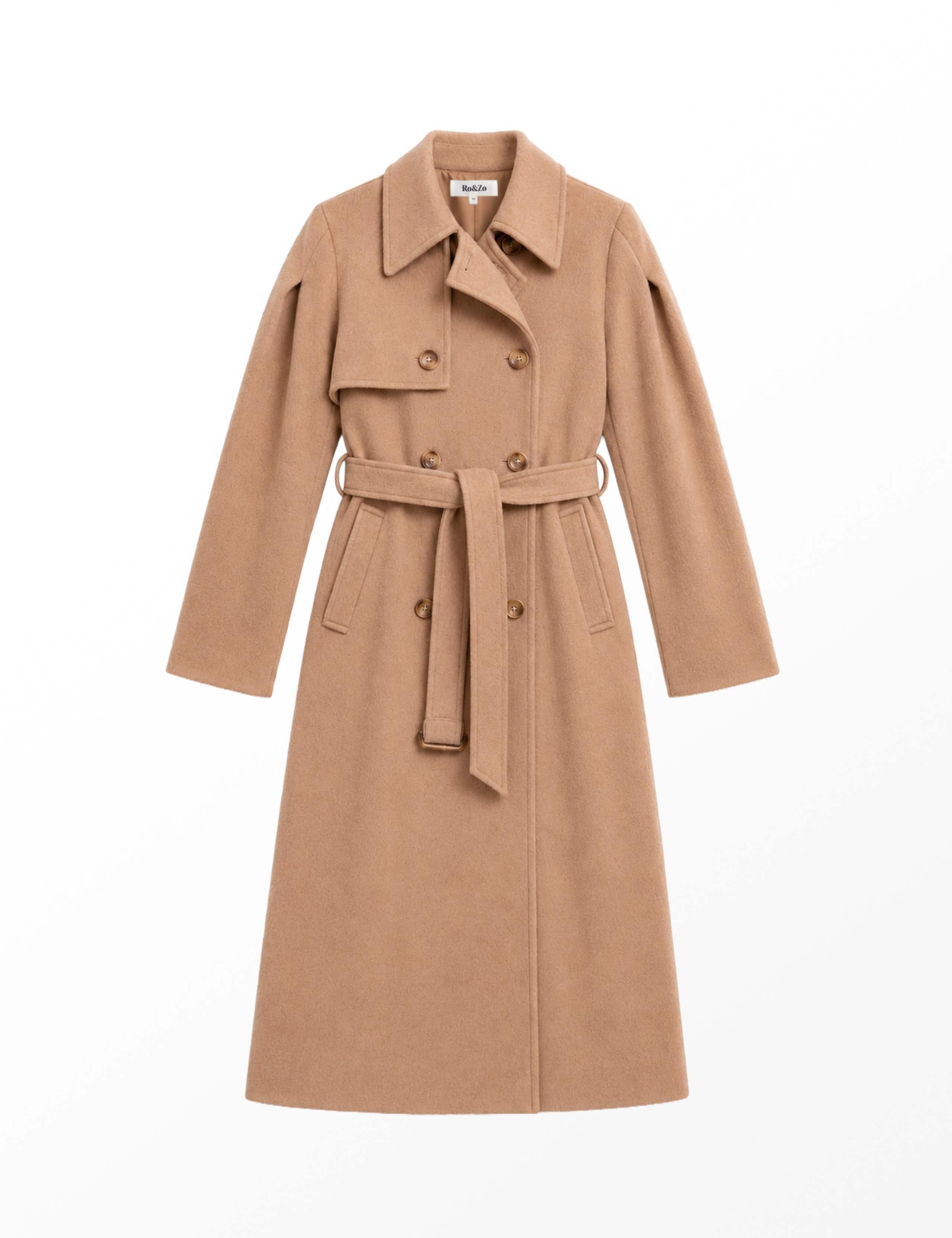 Wool Blend Belted Longline Trench Coat 4 of 8