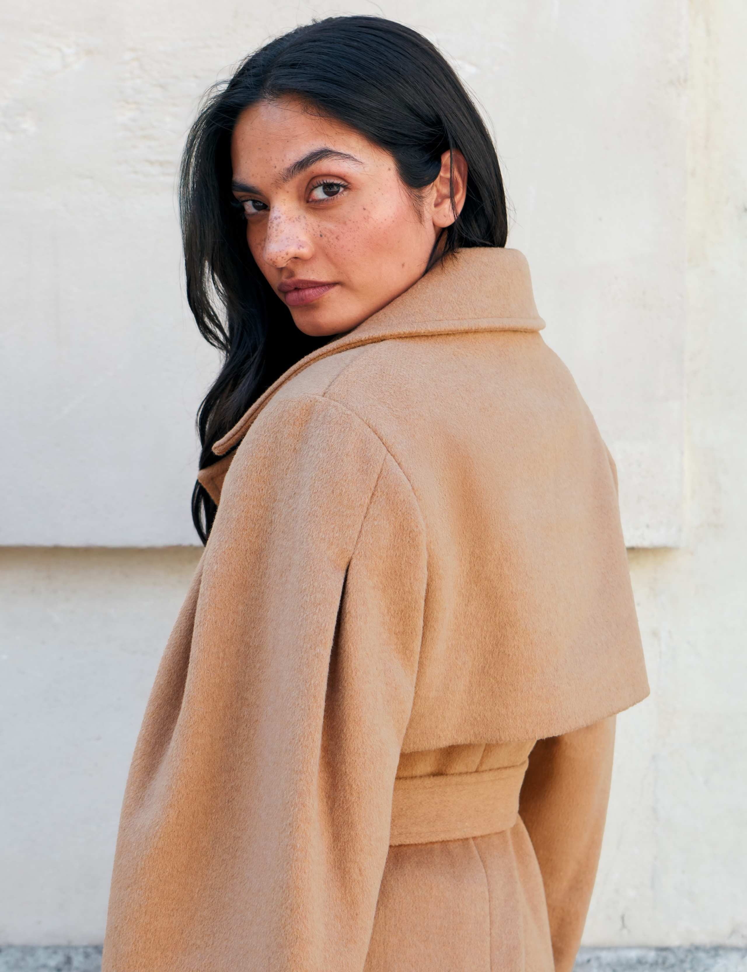 Wool Blend Belted Longline Trench Coat 5 of 8
