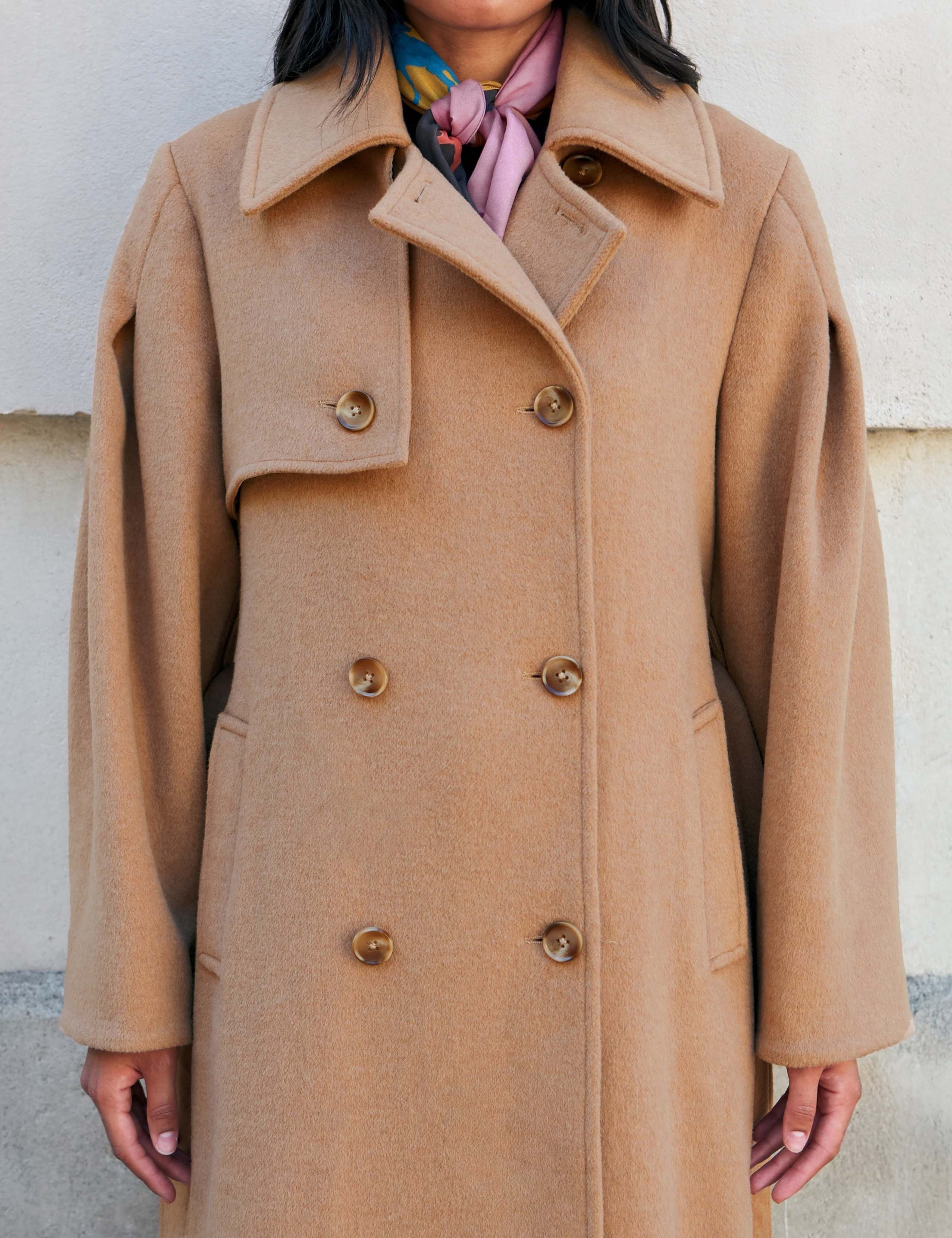 Wool Blend Belted Longline Trench Coat 6 of 8