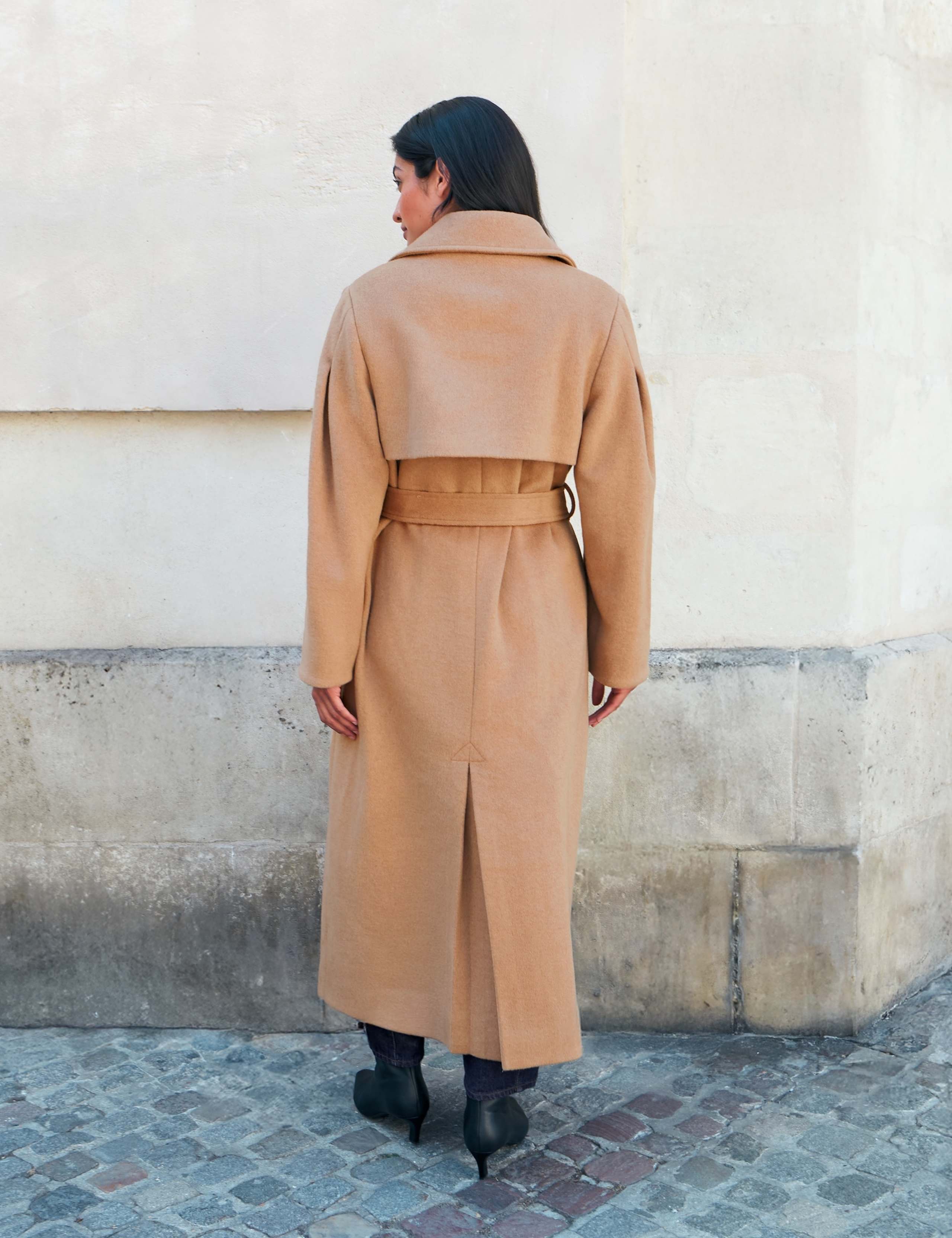 Wool Blend Belted Longline Trench Coat 7 of 8