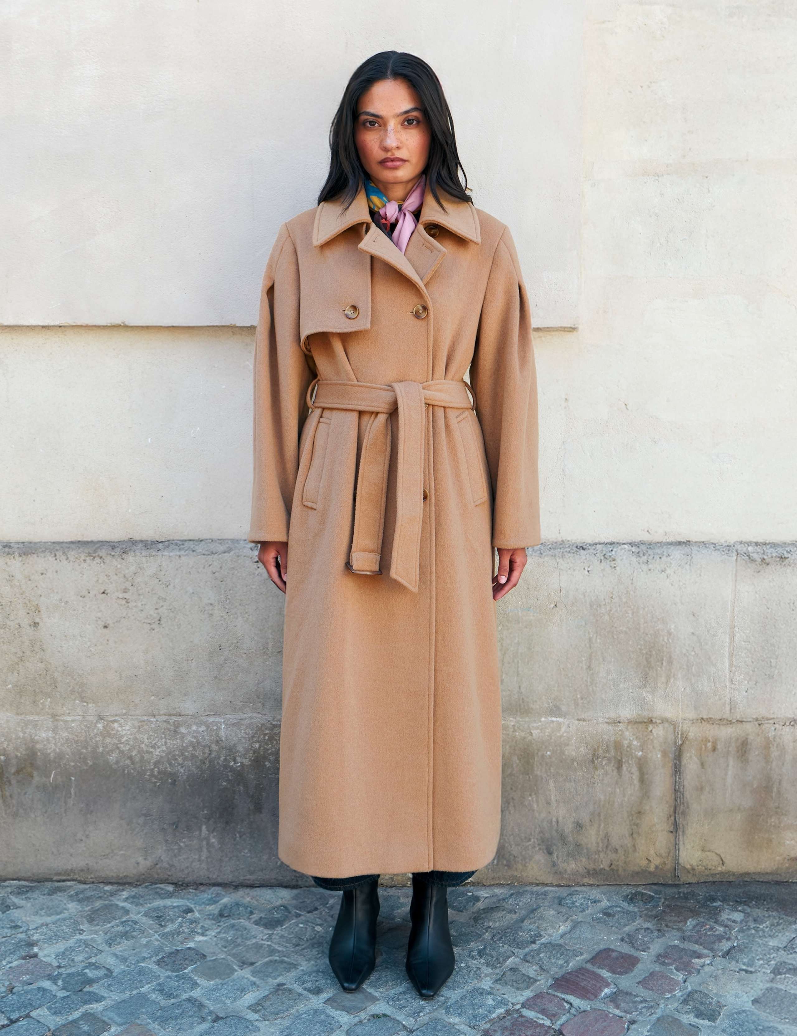 Wool Blend Belted Longline Trench Coat 8 of 8