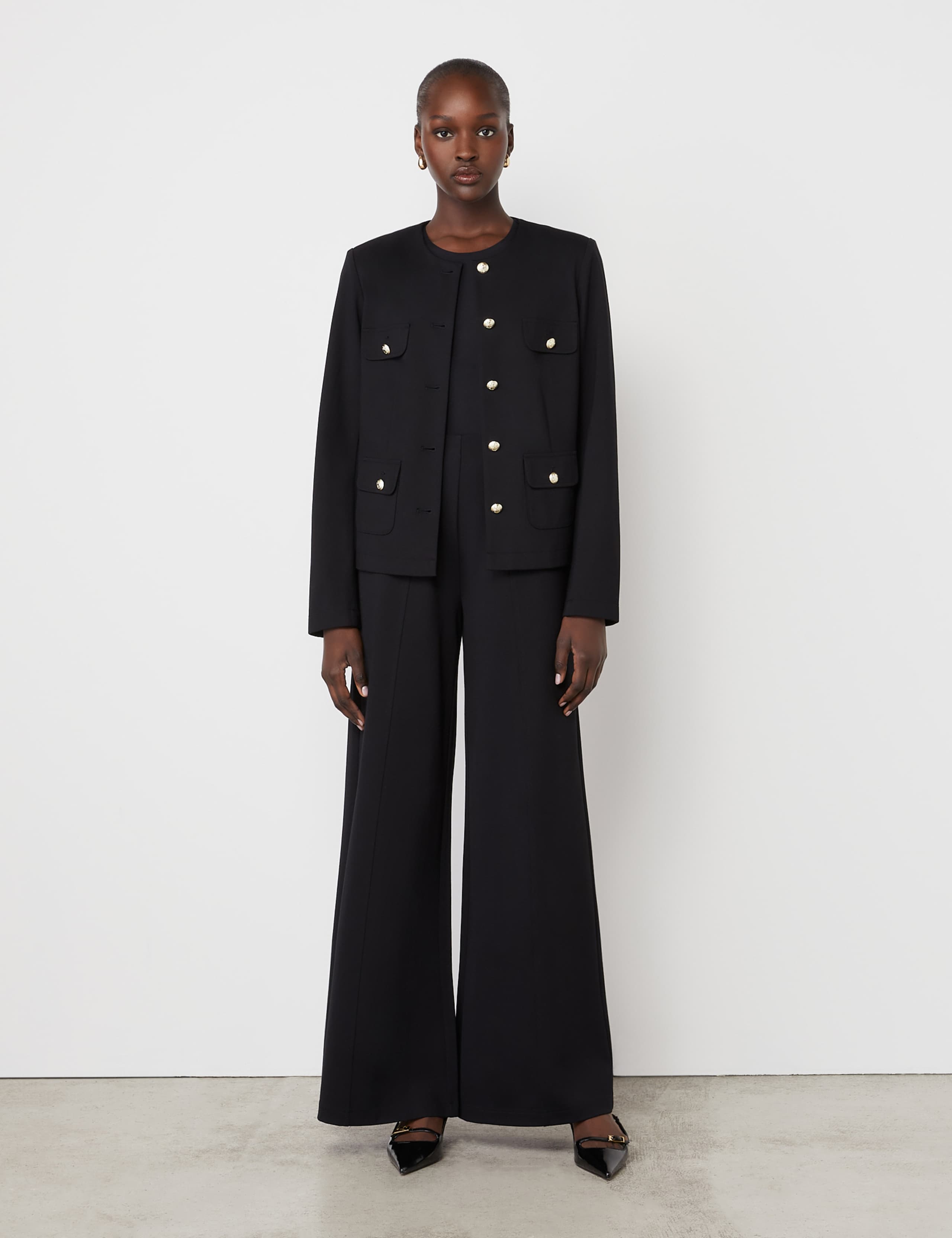 Ponte Jersey Collarless Short Jacket 2 of 4