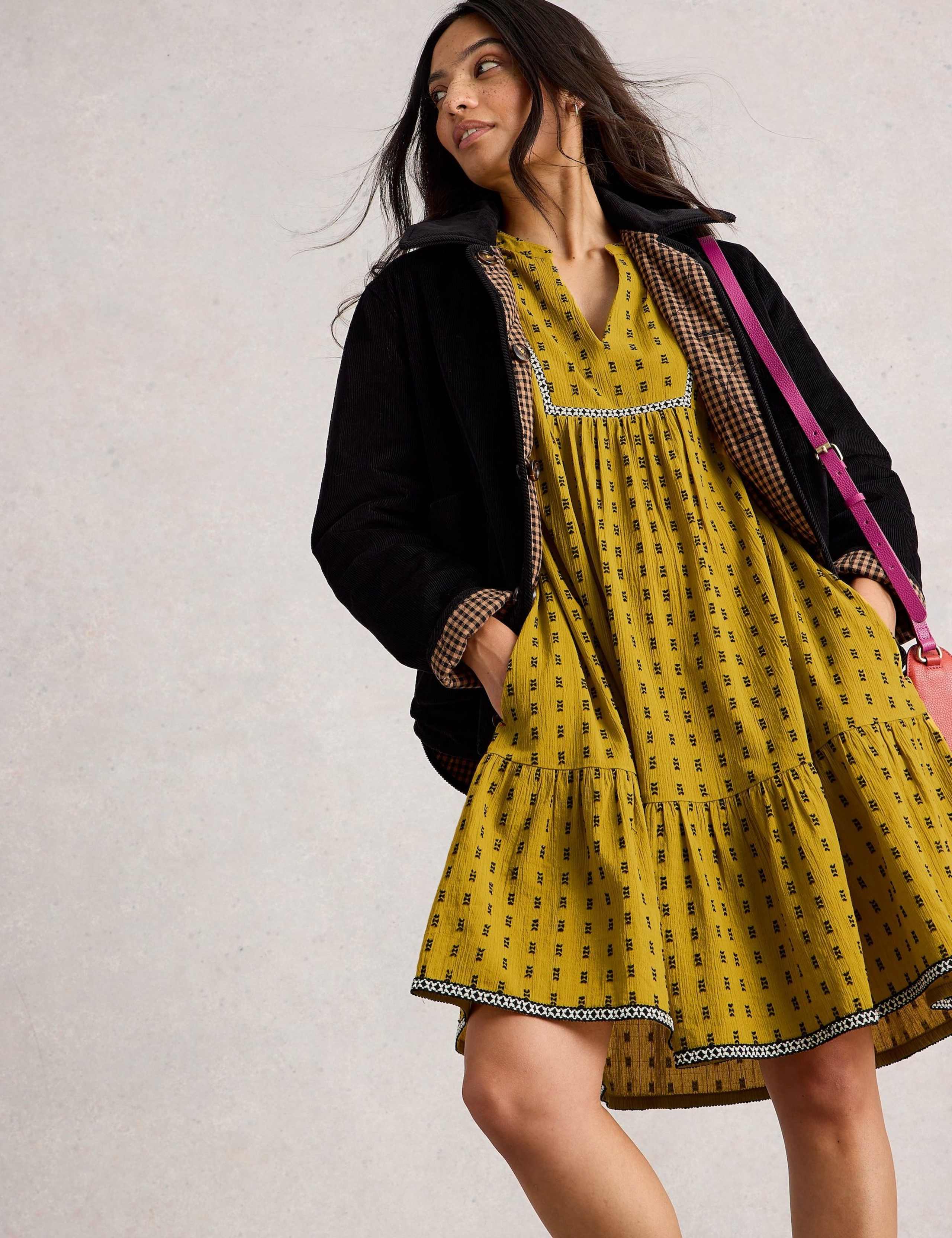 Pure Cotton Embroidered Tiered Skater Dress 6 of 6