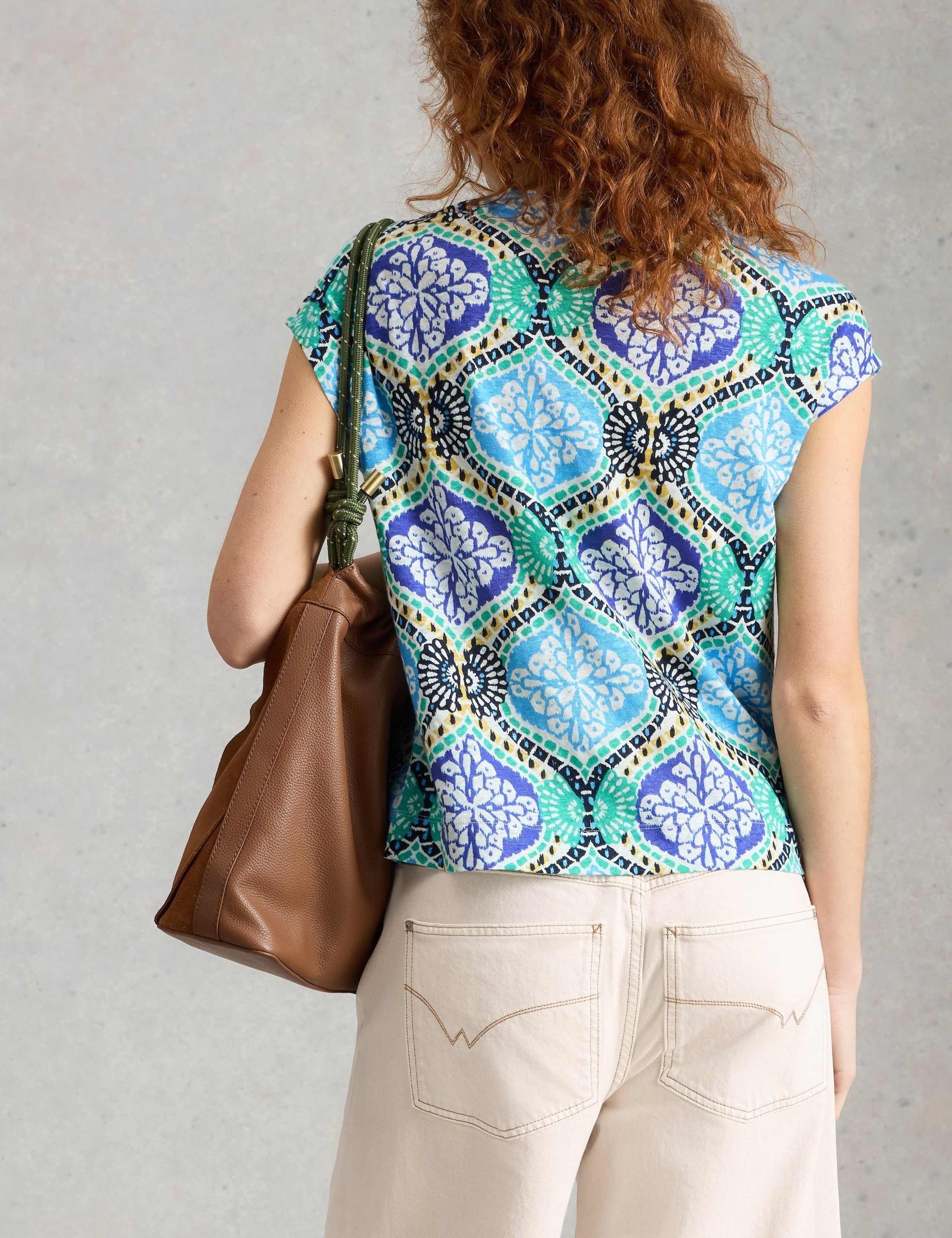 Pure Linen Geometric T-Shirt 3 of 6