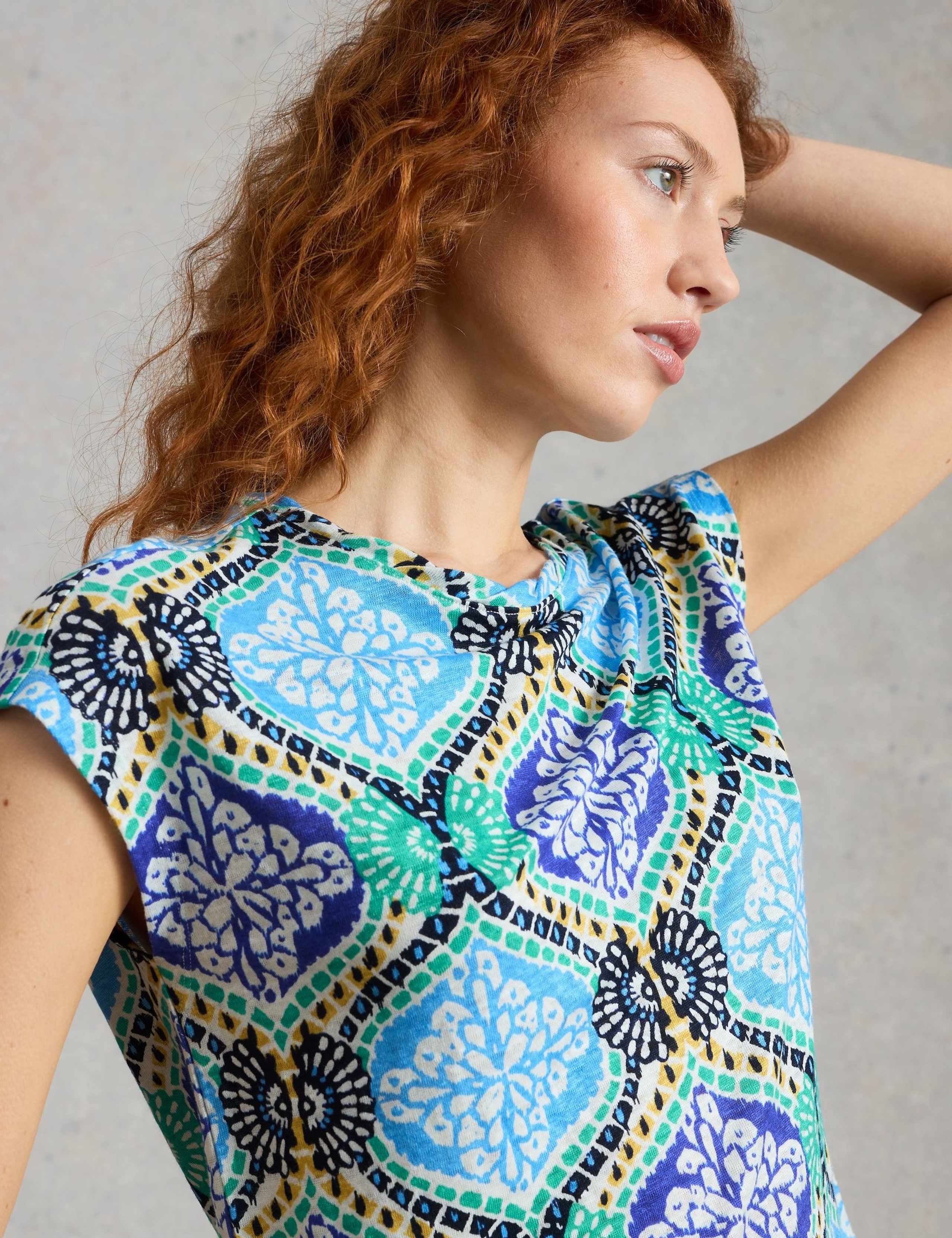 Pure Linen Geometric T-Shirt 6 of 6