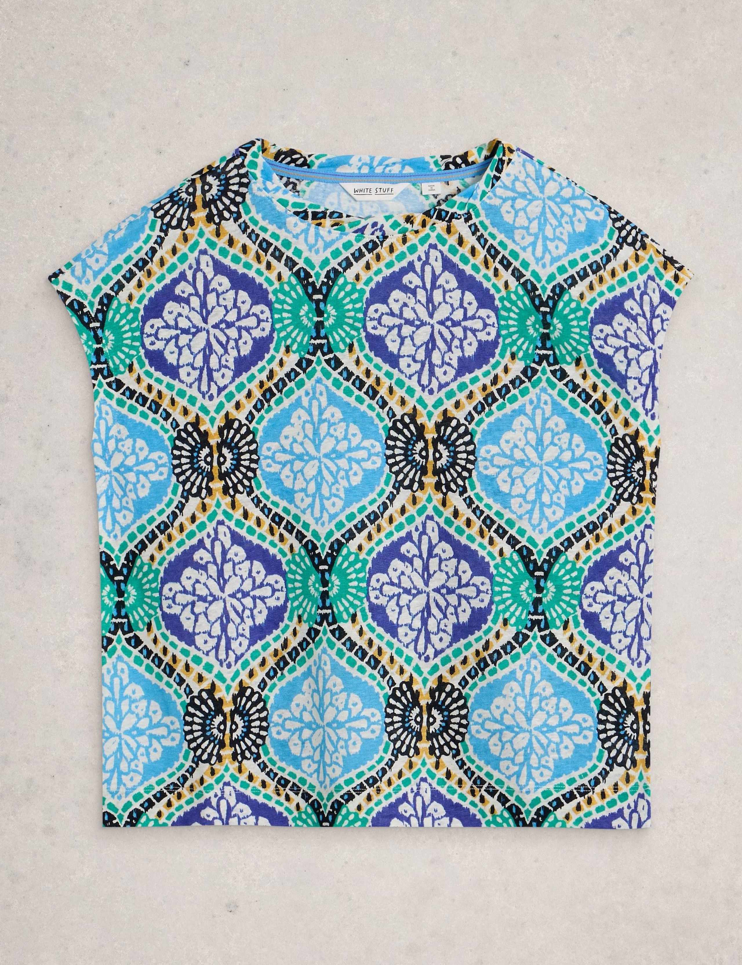Pure Linen Geometric T-Shirt 2 of 6