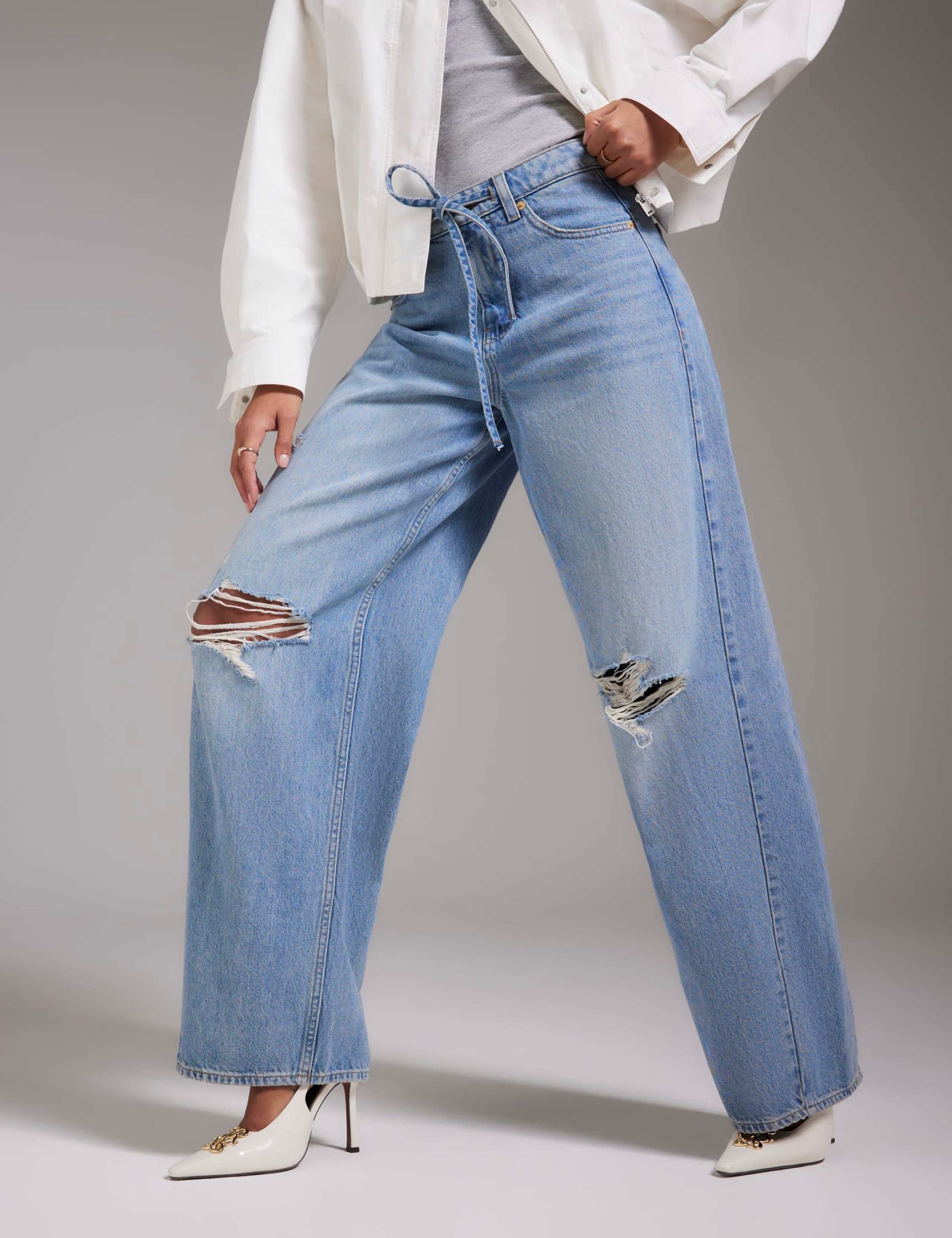 Ripped Drawstring Balloon Leg Jeans 3 of 4