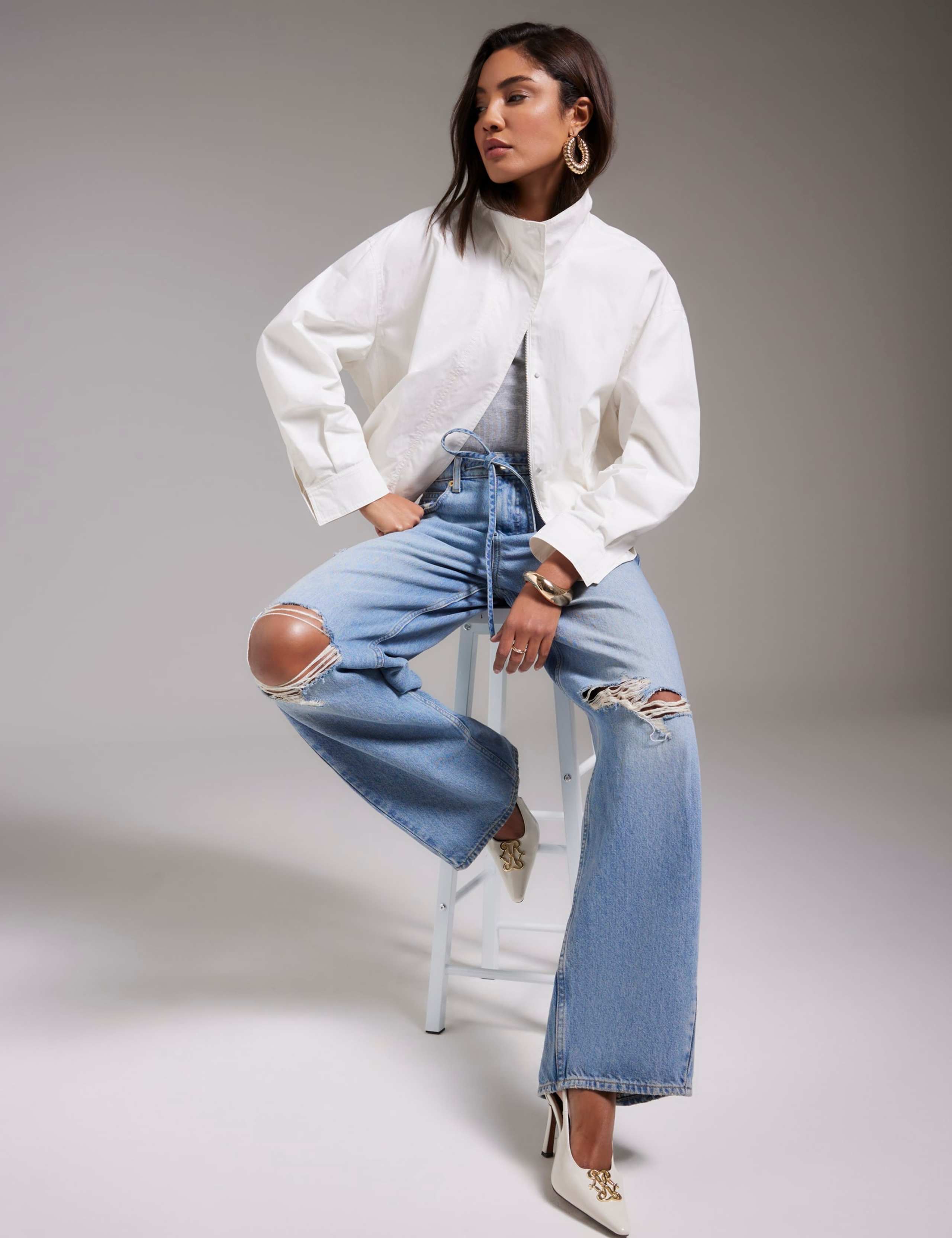 Ripped Drawstring Balloon Leg Jeans 4 of 4