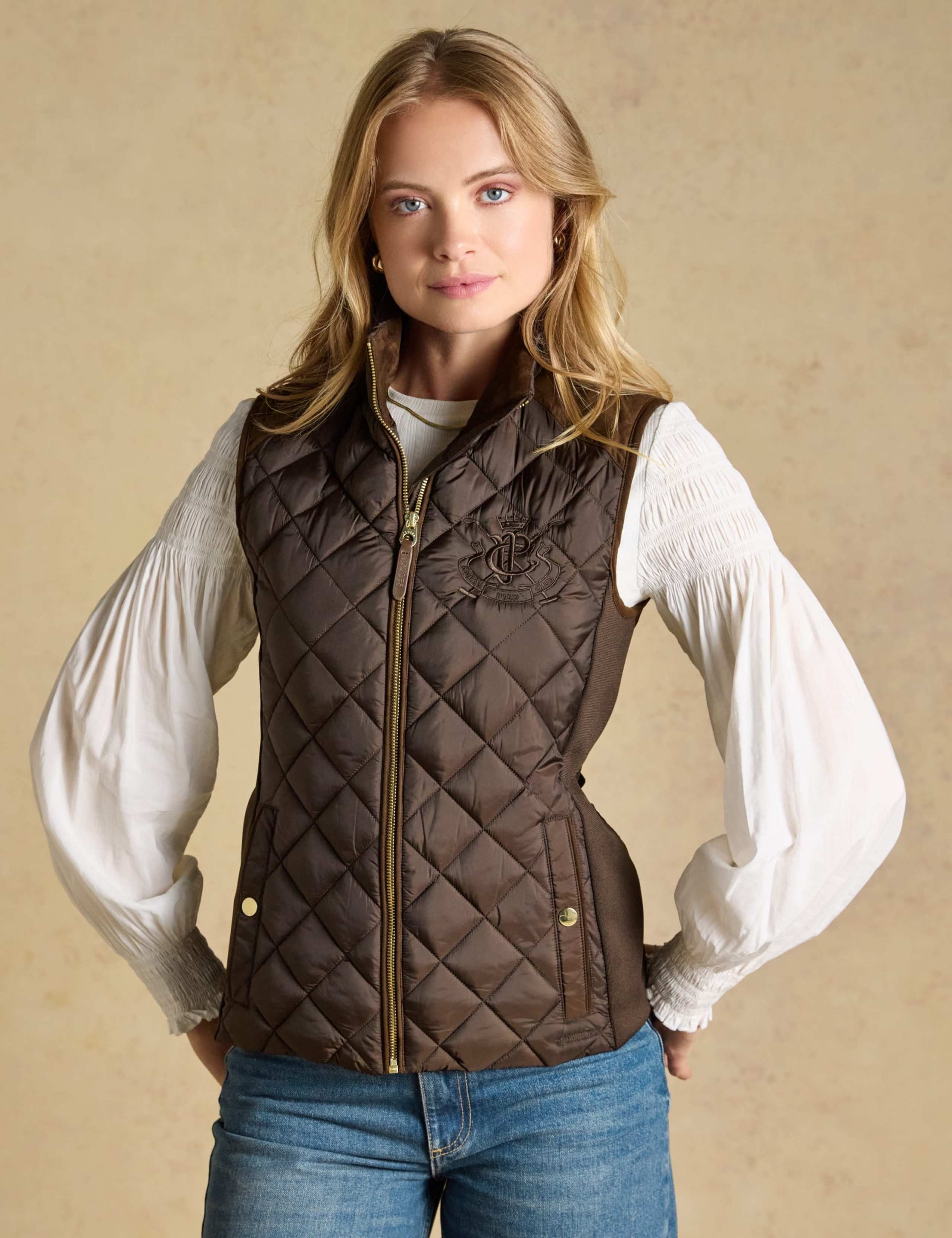 Showerproof Embroidered Quilted Gilet 1 of 10