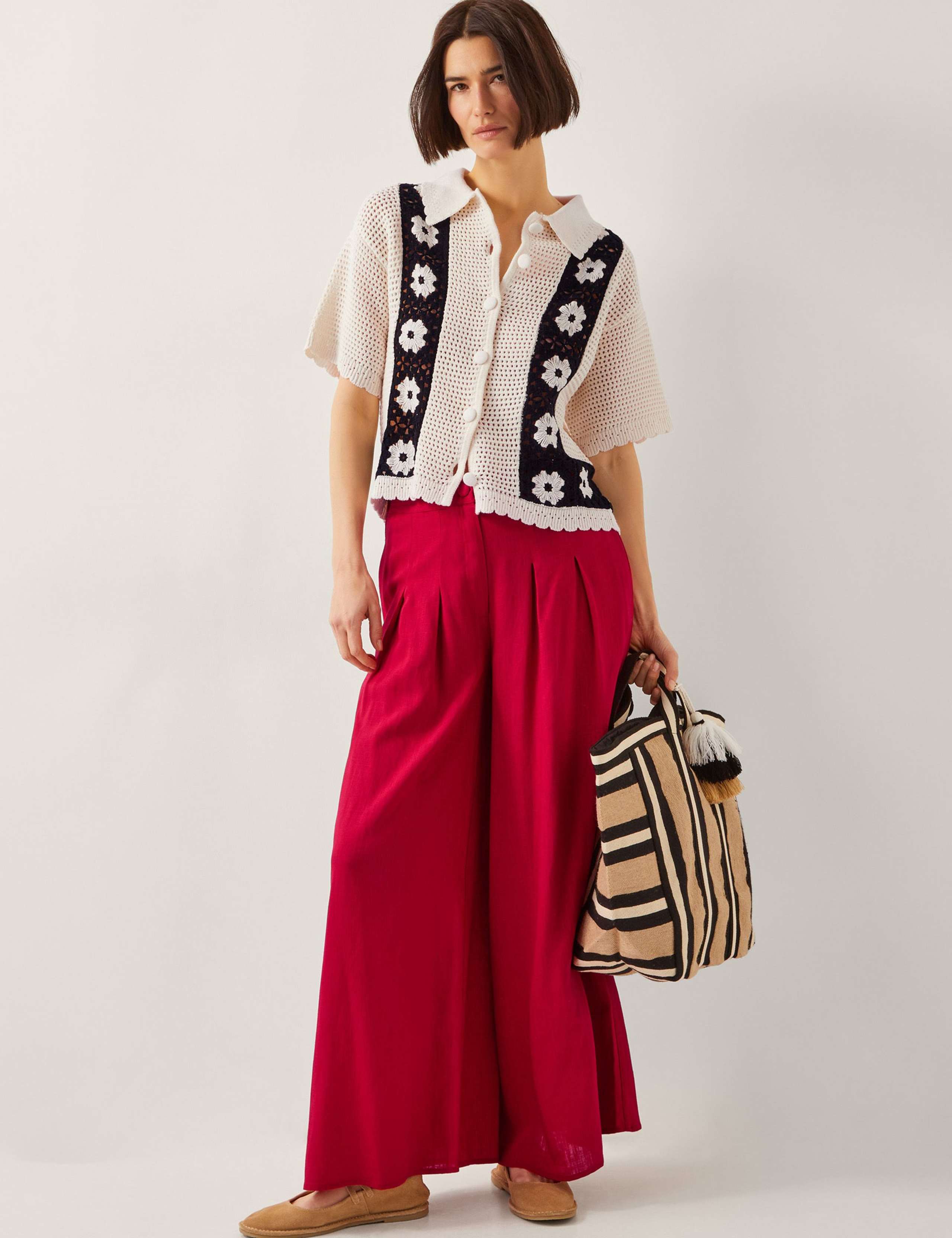 Linen Rich Wide Leg Trousers 3 of 4