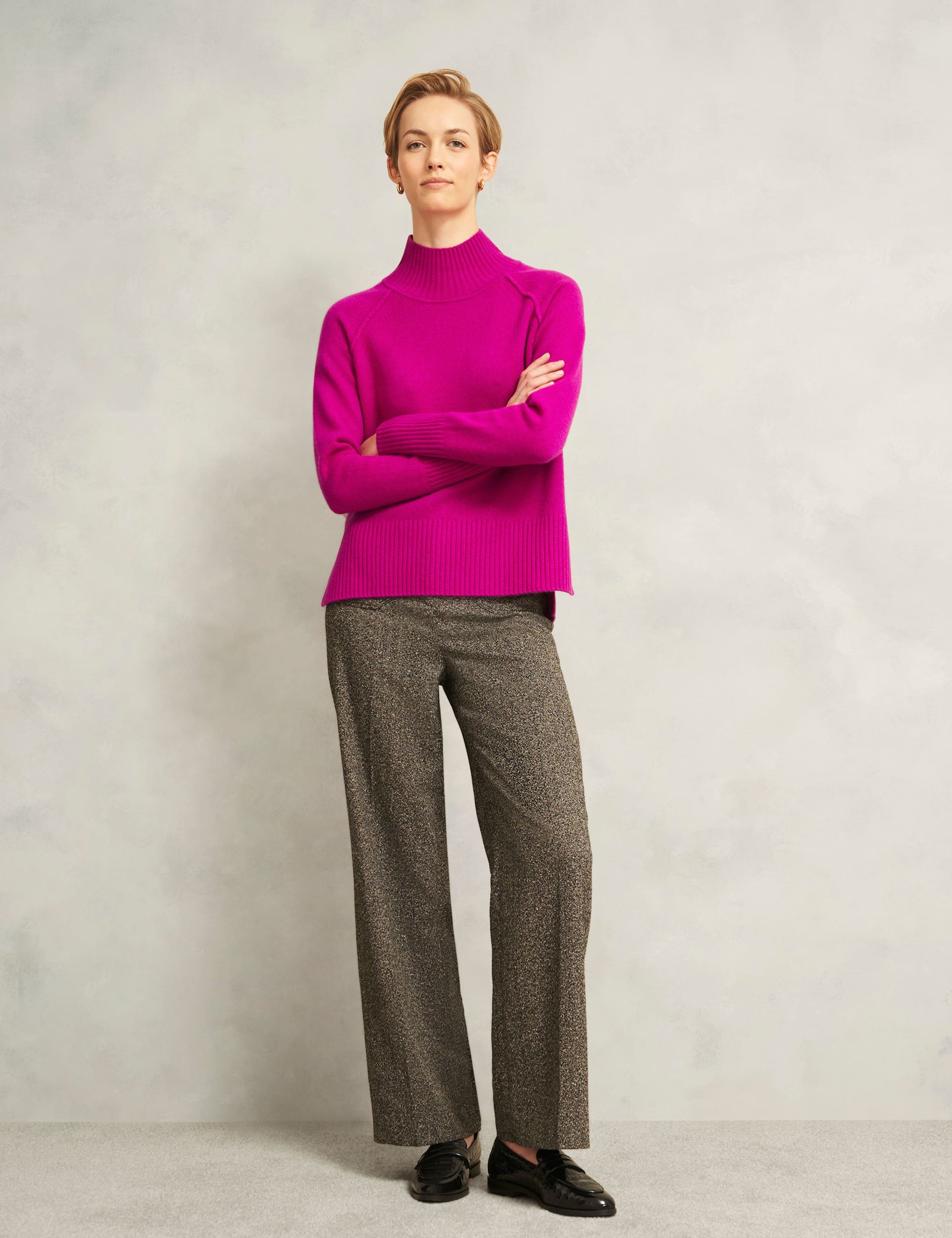 Merino Wool Rich Ribbed Funnel Neck Jumper 4 of 5