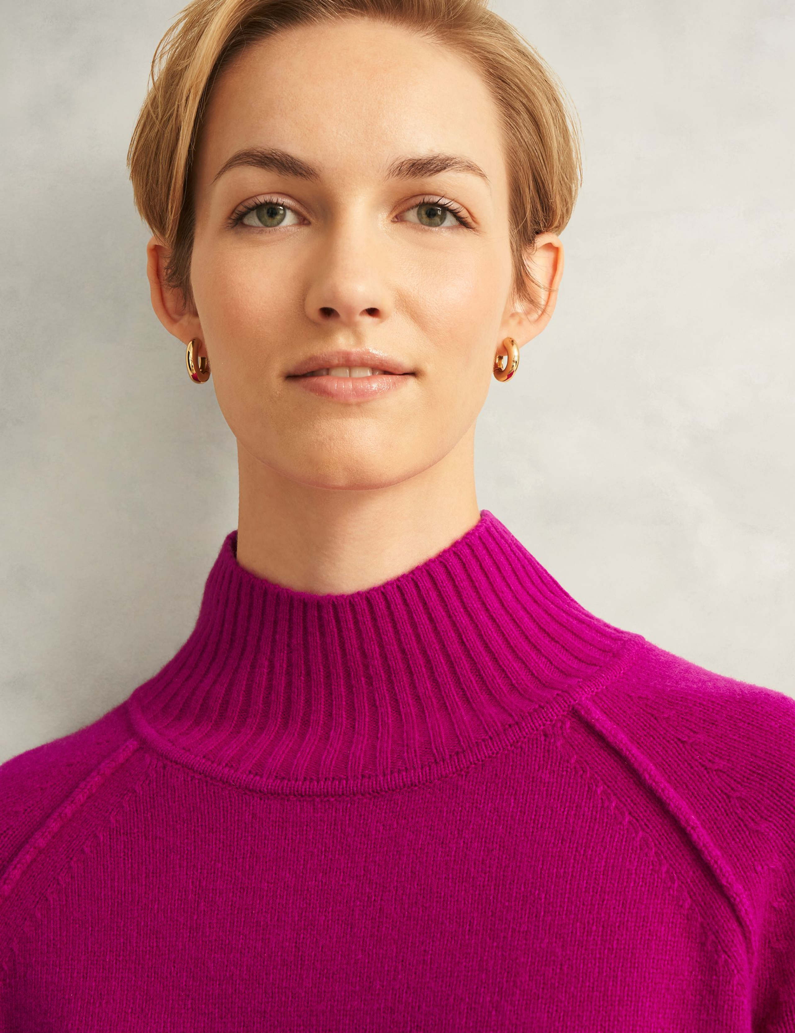 Merino Wool Rich Ribbed Funnel Neck Jumper 5 of 5