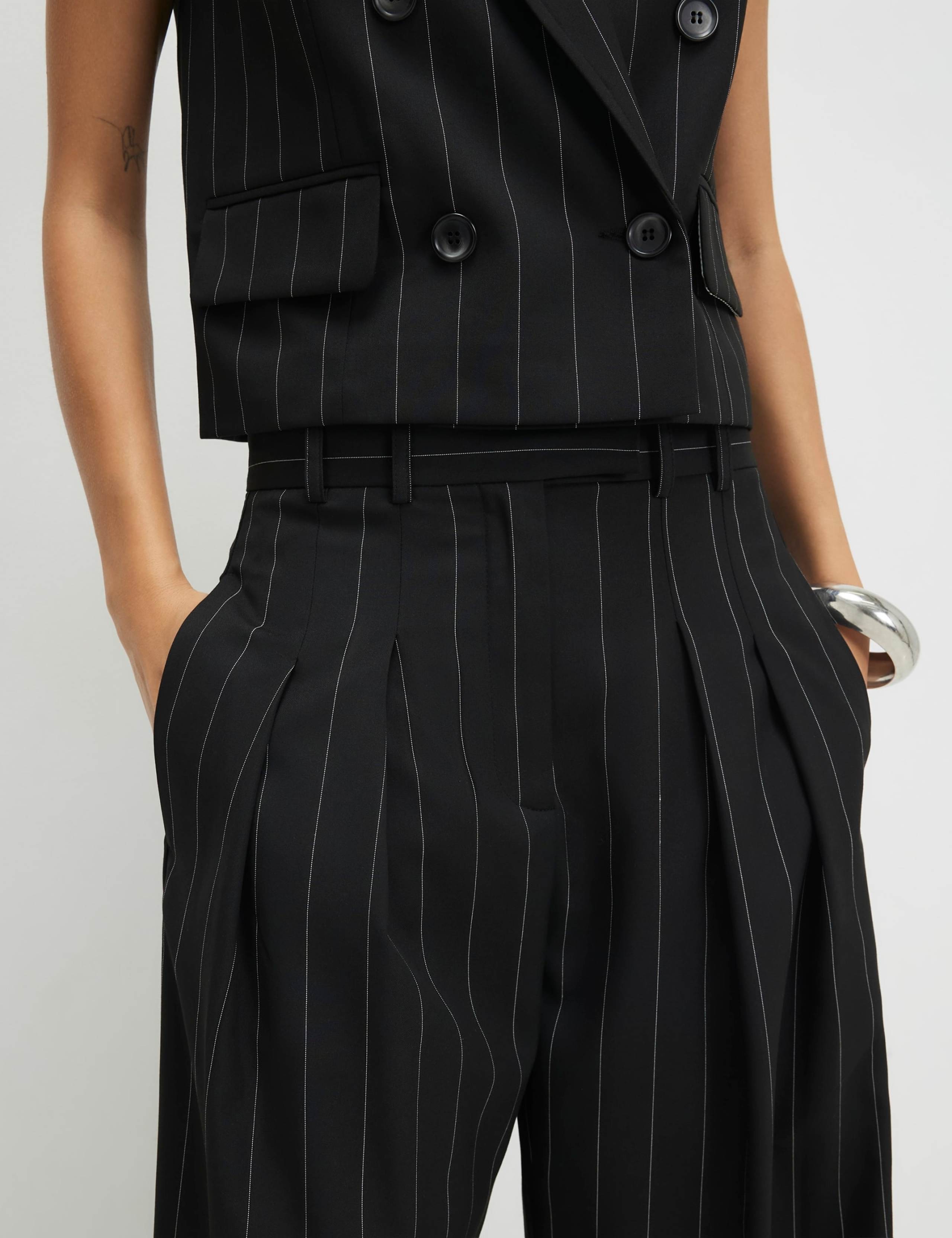 Pinstripe Wide Leg Trousers 3 of 4