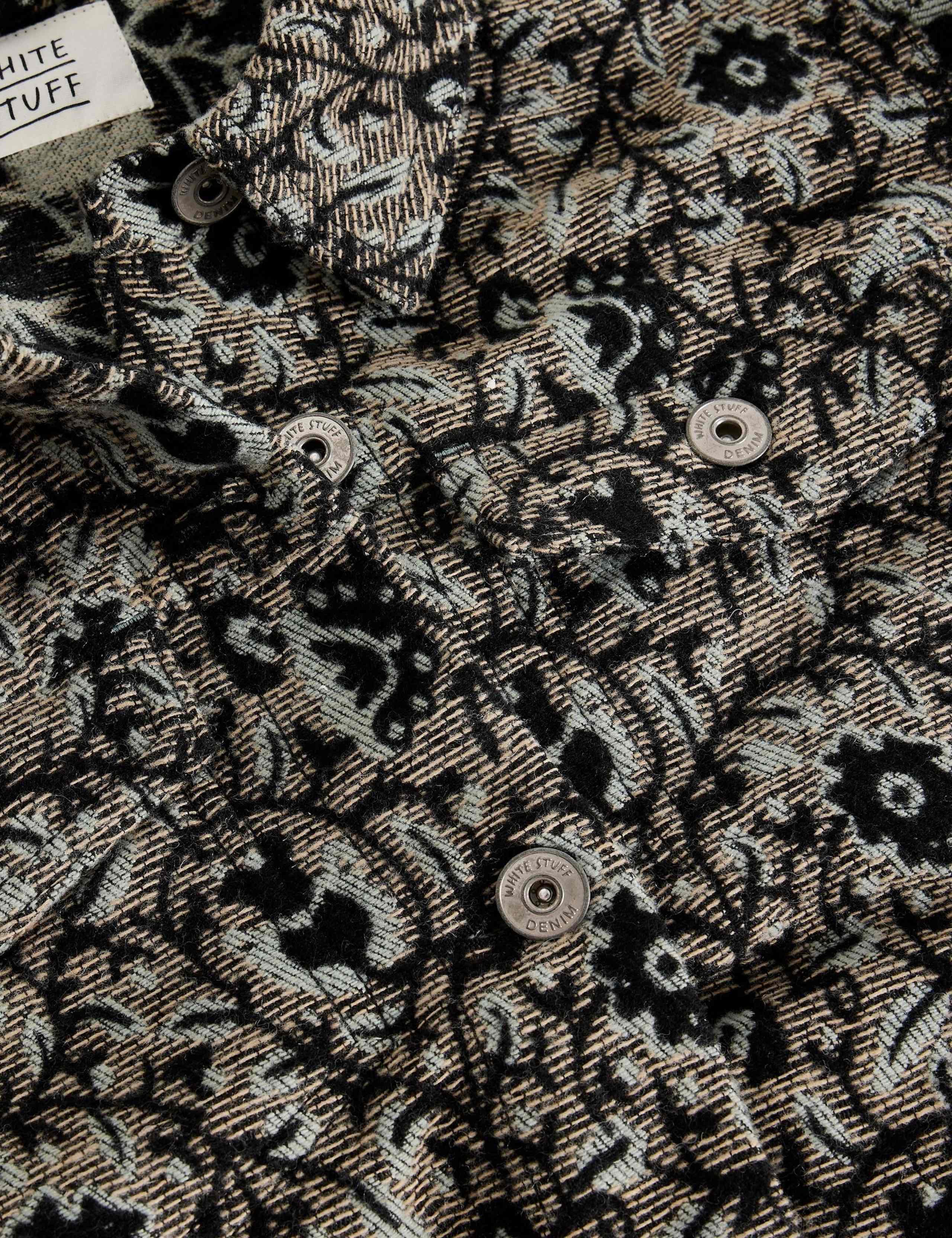 Wool Blend Floral Jacquard Collared Jacket 6 of 6