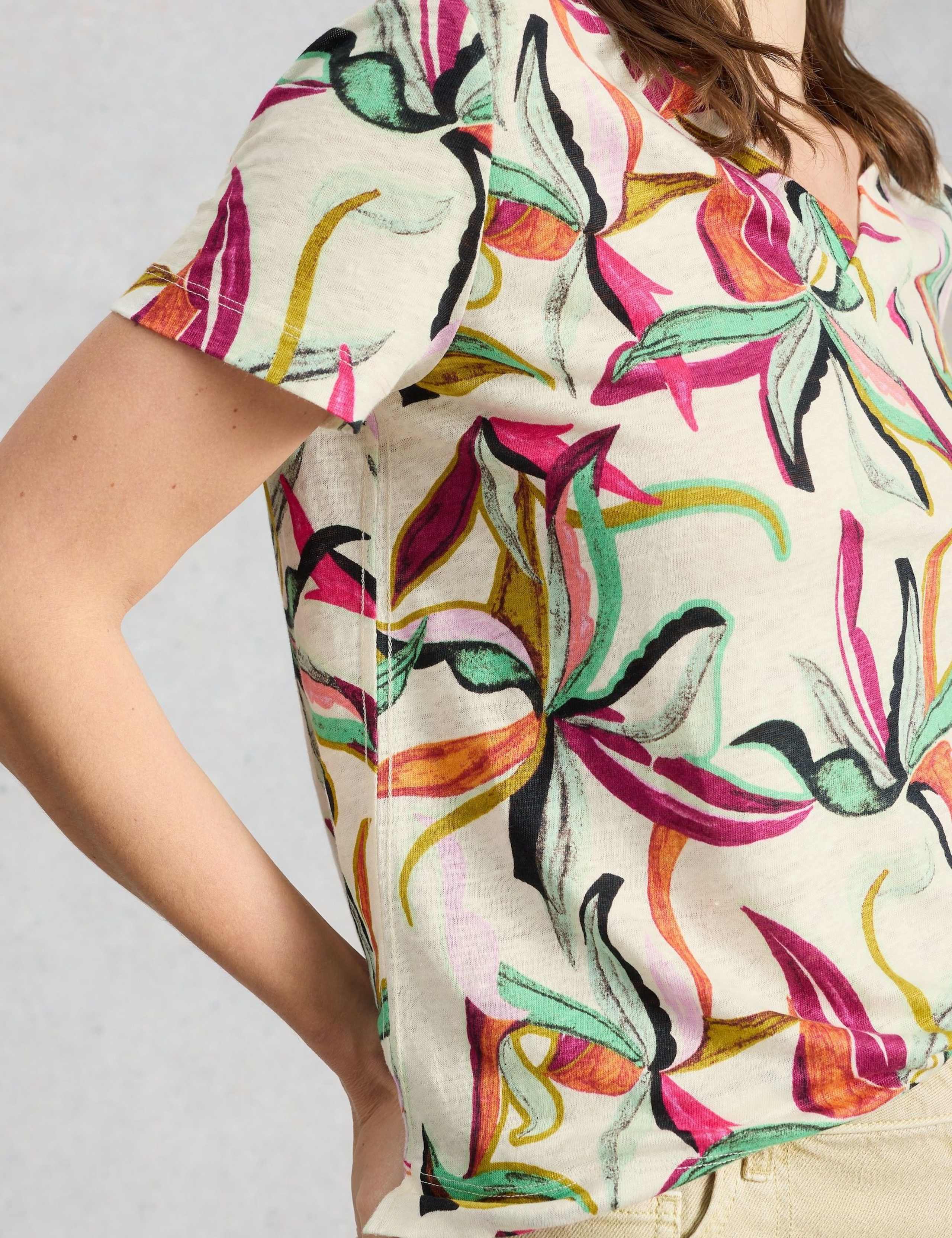 Pure Linen Floral T-Shirt 6 of 6