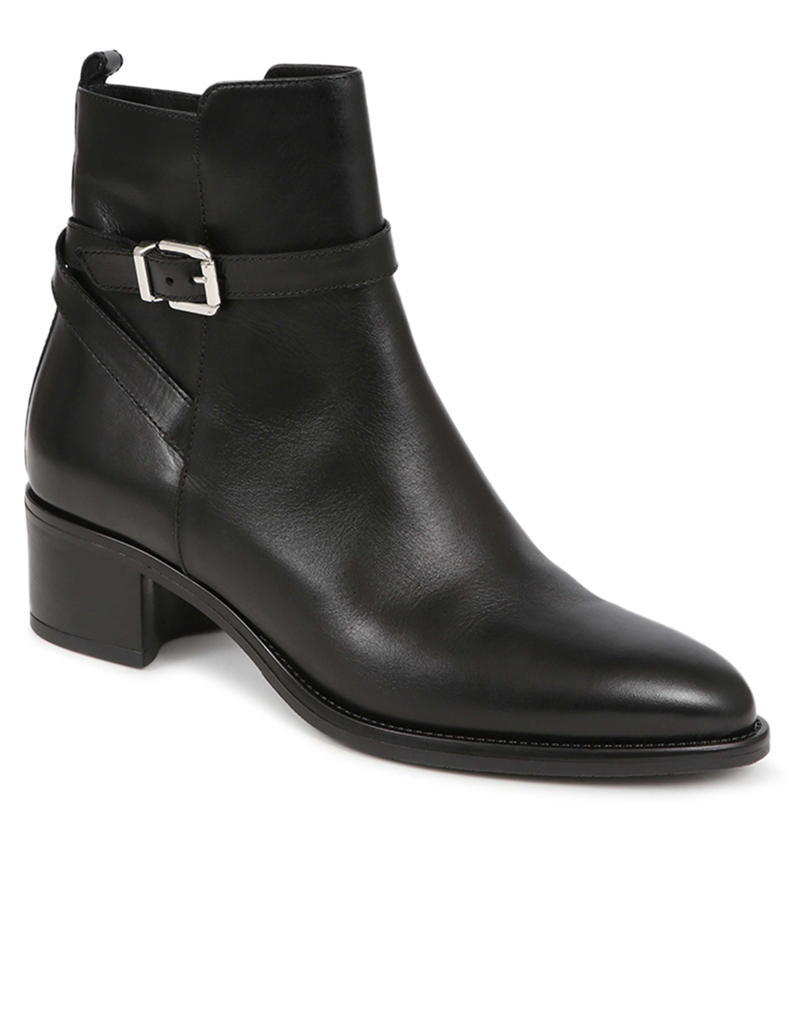Leather Buckle Block Heel Ankle Boots 5 of 7