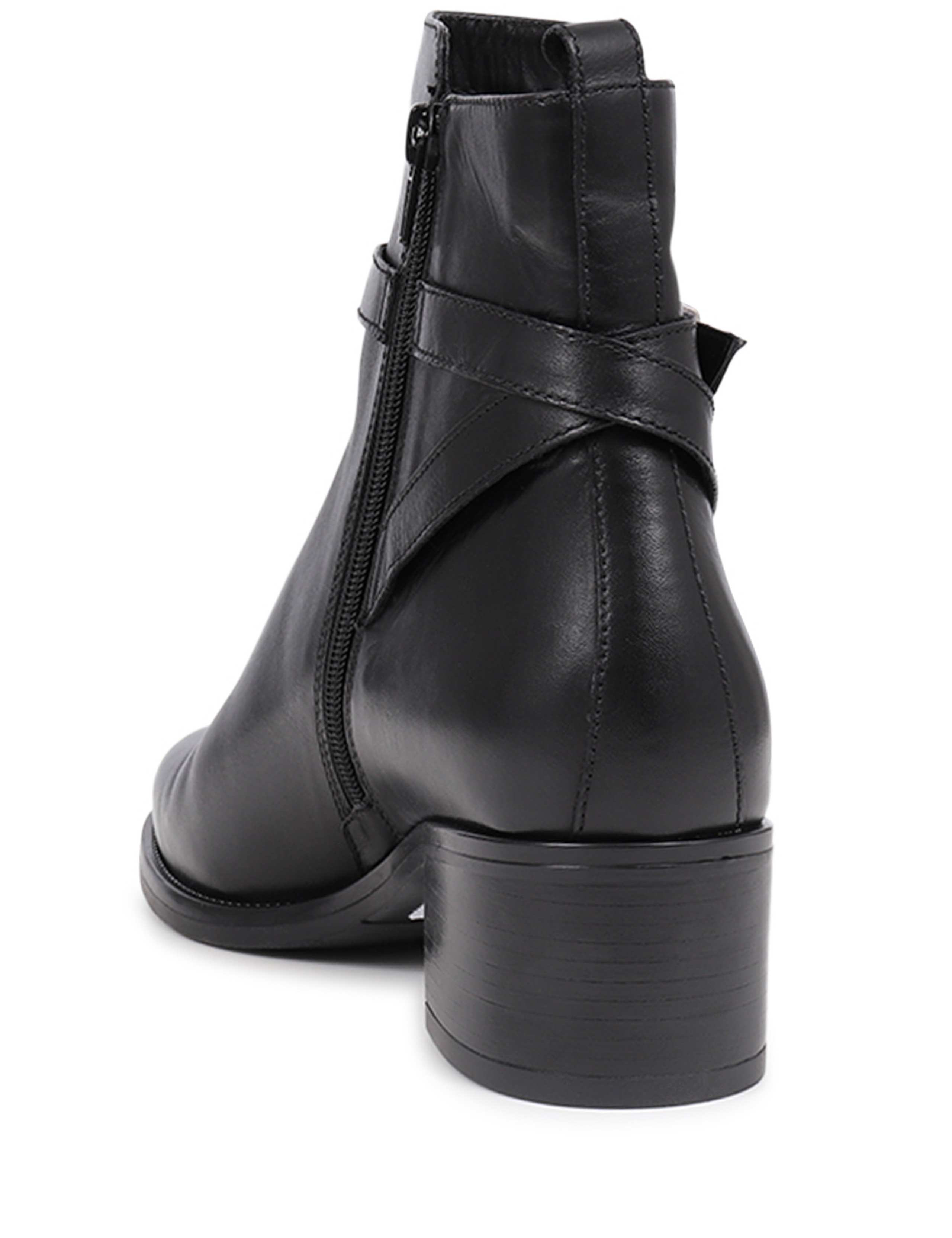 Leather Buckle Block Heel Ankle Boots 6 of 7