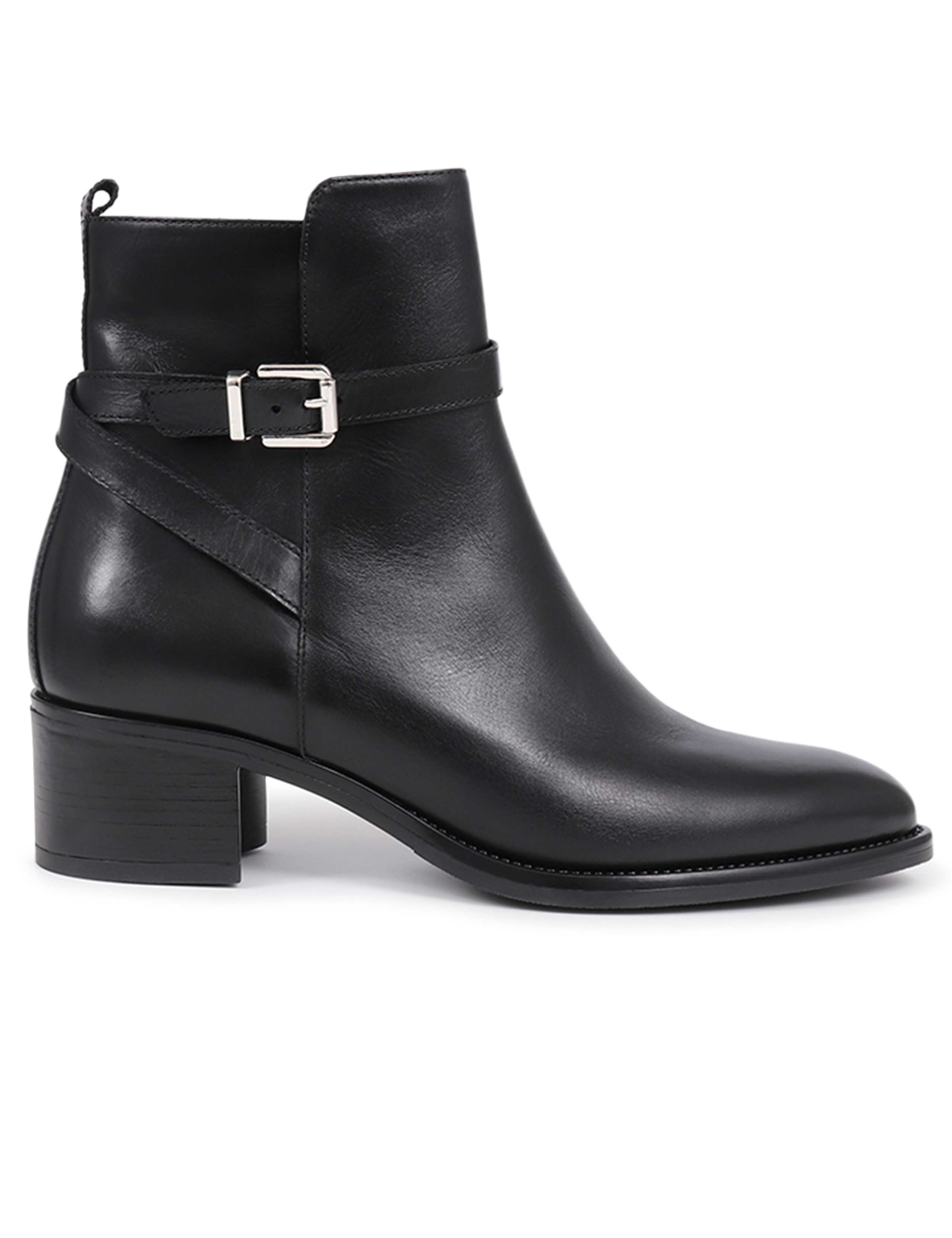Leather Buckle Block Heel Ankle Boots 2 of 7