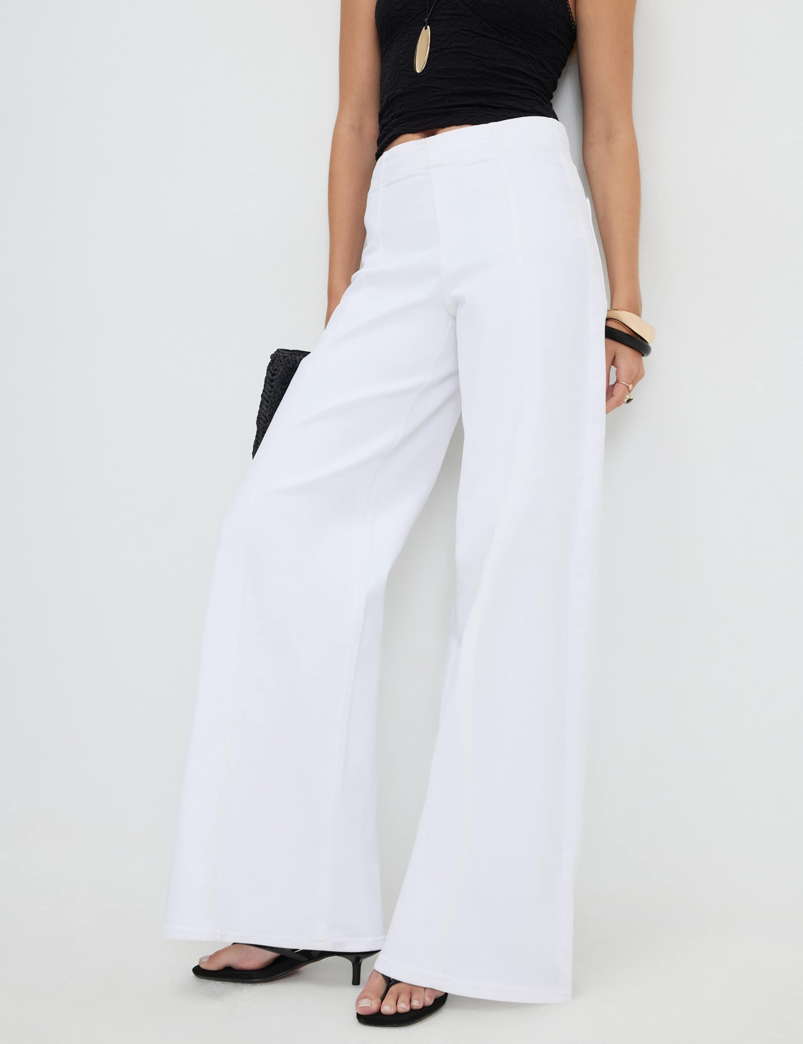 Cotton Rich Elasticated Waist Palazzo Jeans 2 of 4